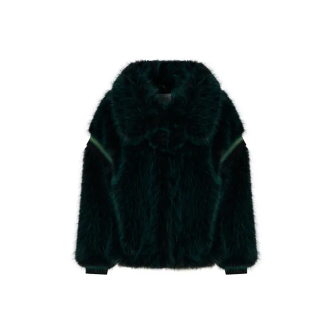 Oakwood Ewena 65094 veste fausse fourrure vert foncé col large