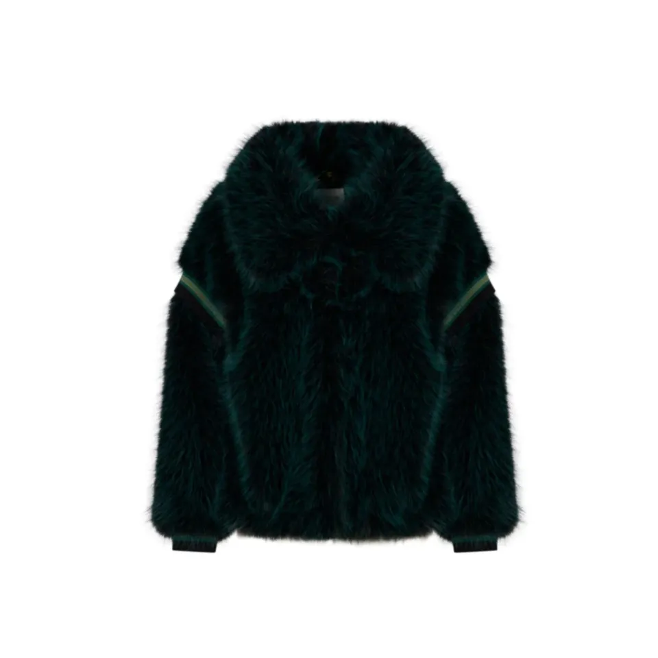 Oakwood Ewena 65094 veste fausse fourrure vert foncé col large