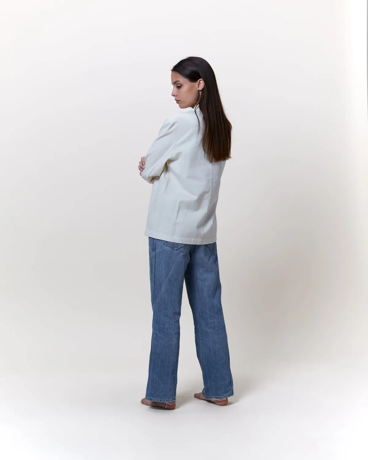 Cotelé Paris Worker veste écru toile upcyclée