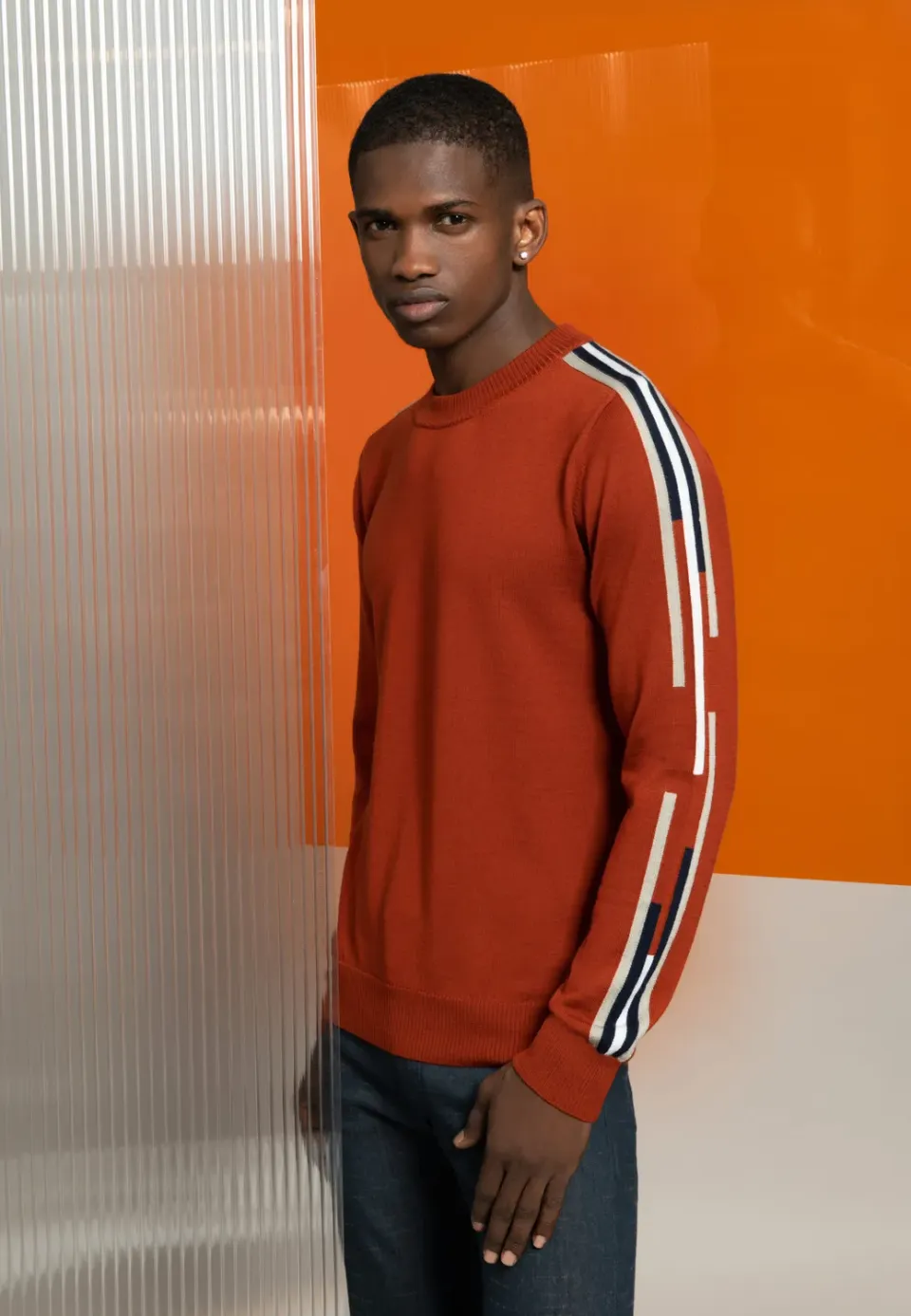 Pierre Talamon Vibration pull orange coupe droite