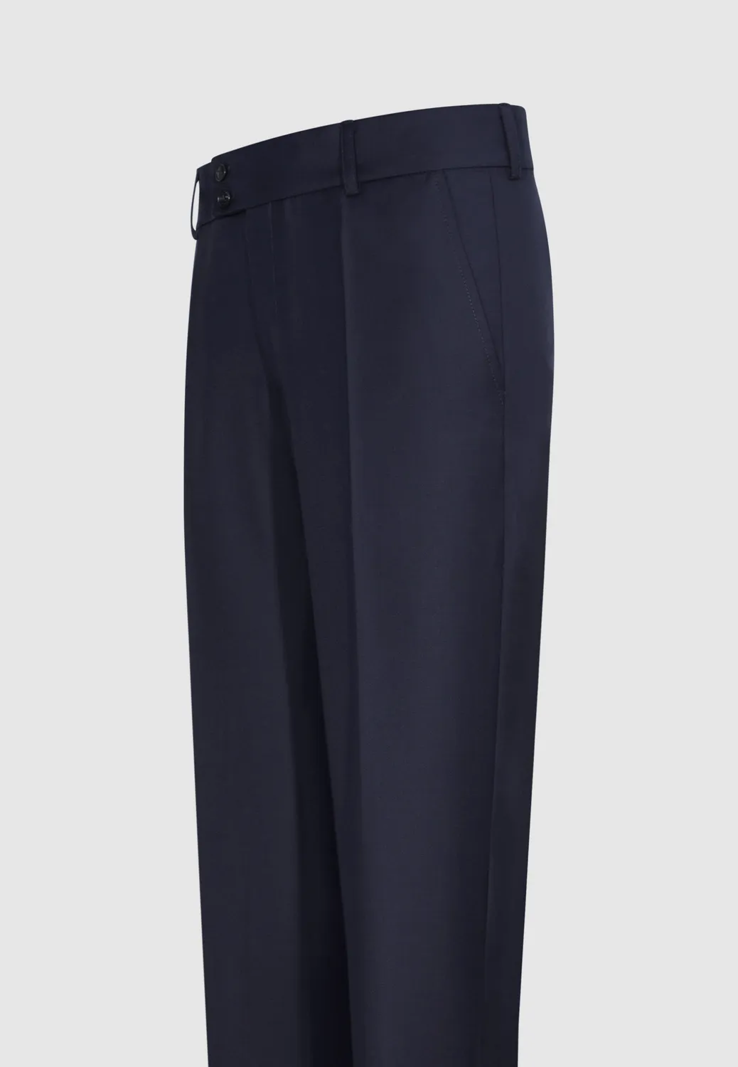Pierre Talamon pantalon laine bleu marine taille haute