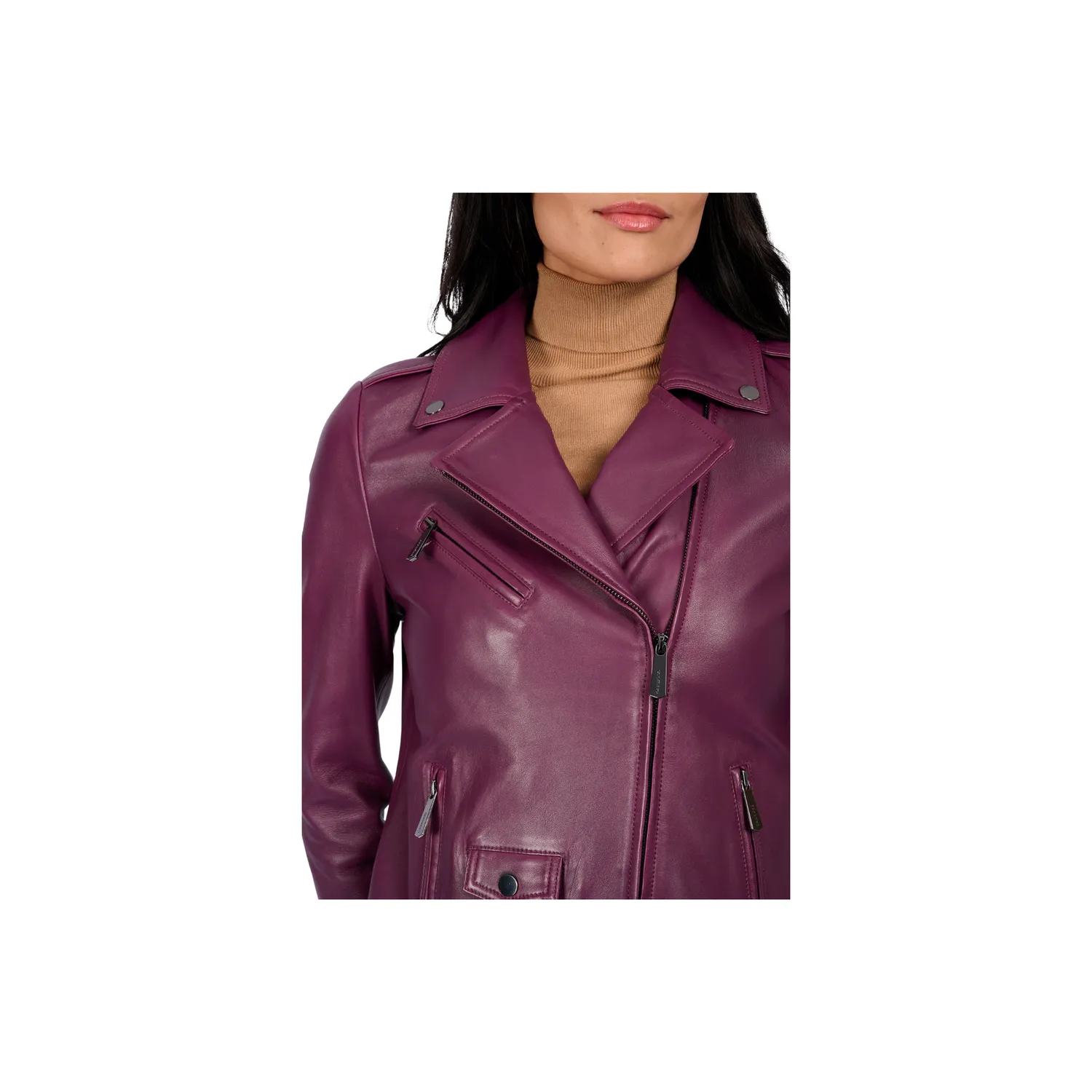 Oakwood Samba 65107 blouson cuir prune asymétrique