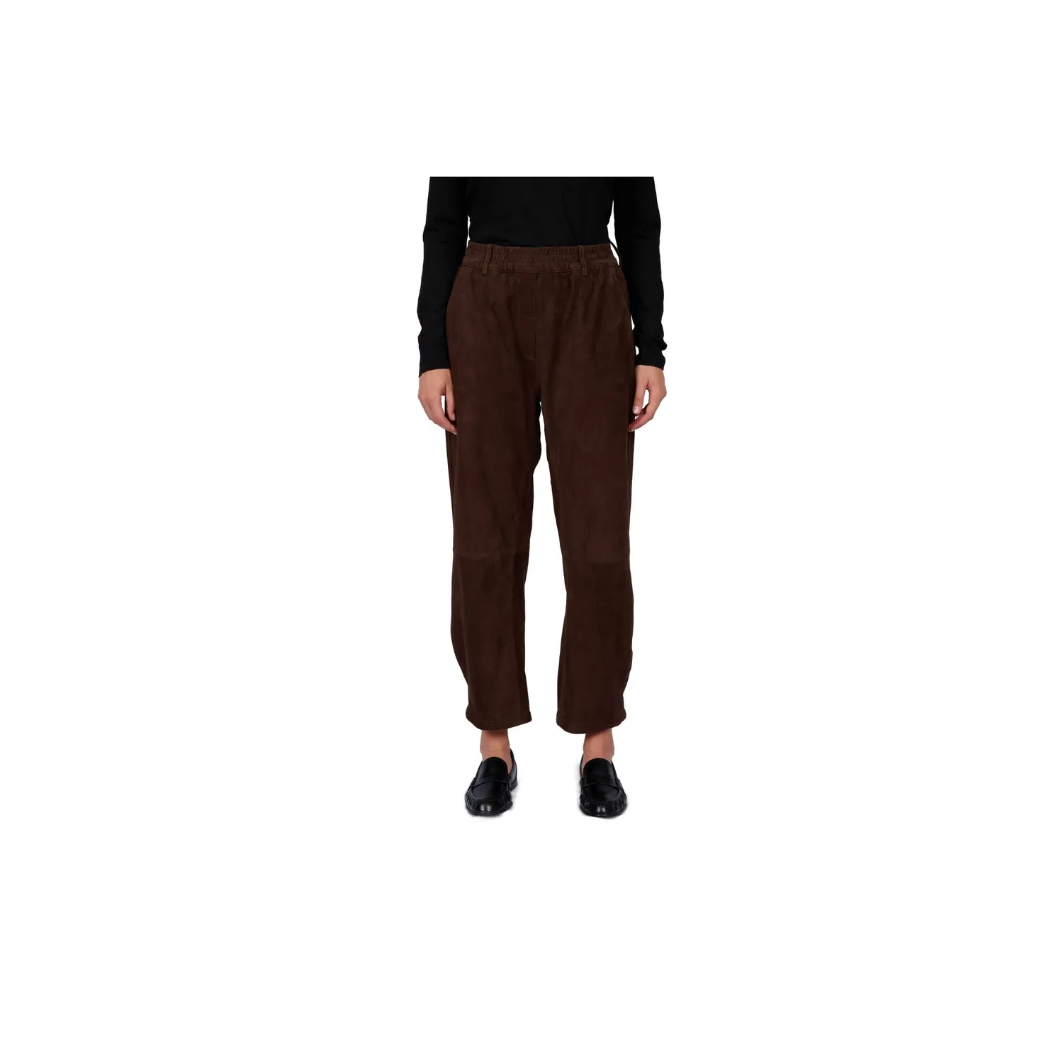 Oakwood Mia 65195 pantalon cuir choco ample
