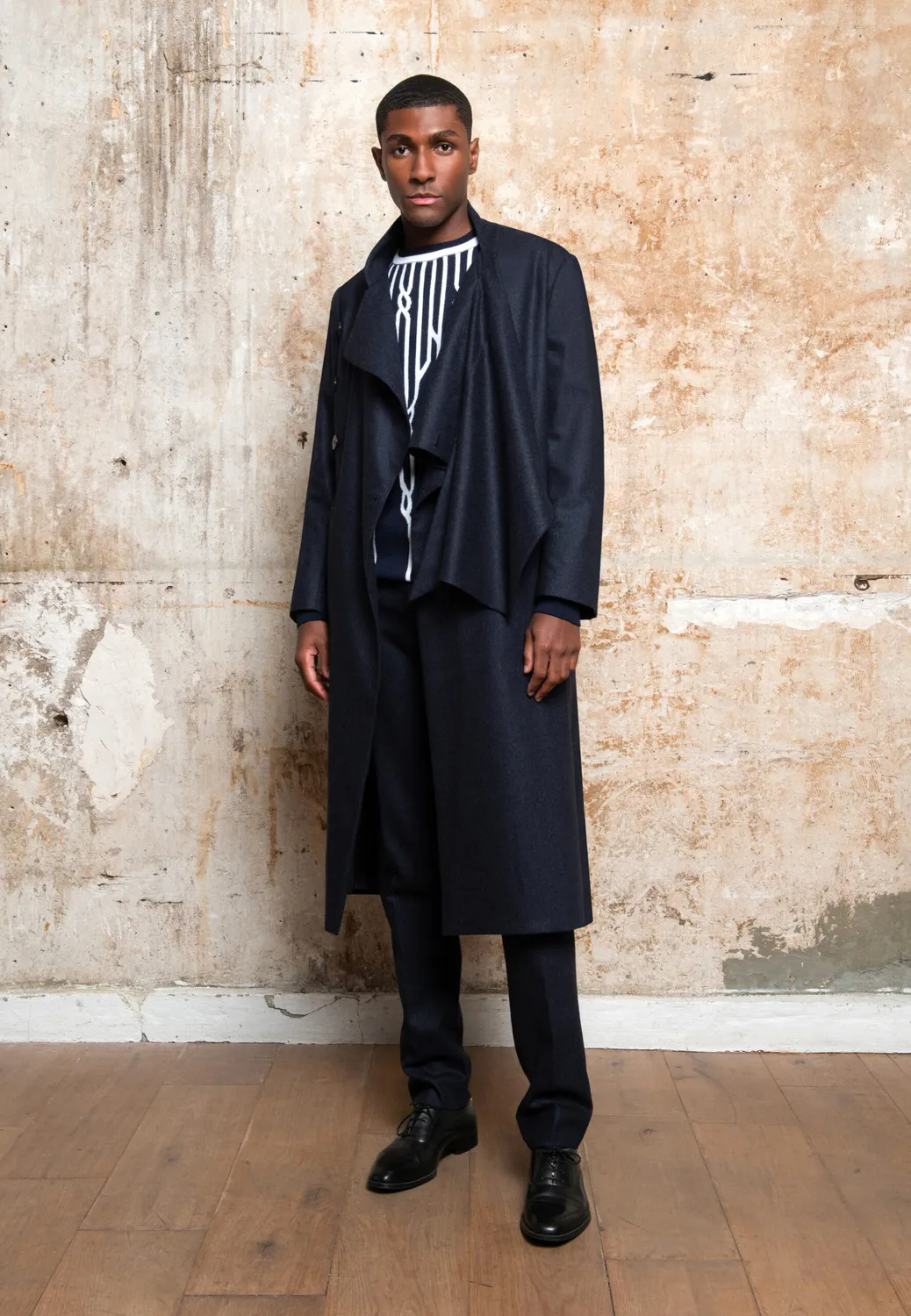 Pierre Talamon pantalon flanelle bleue incrustation