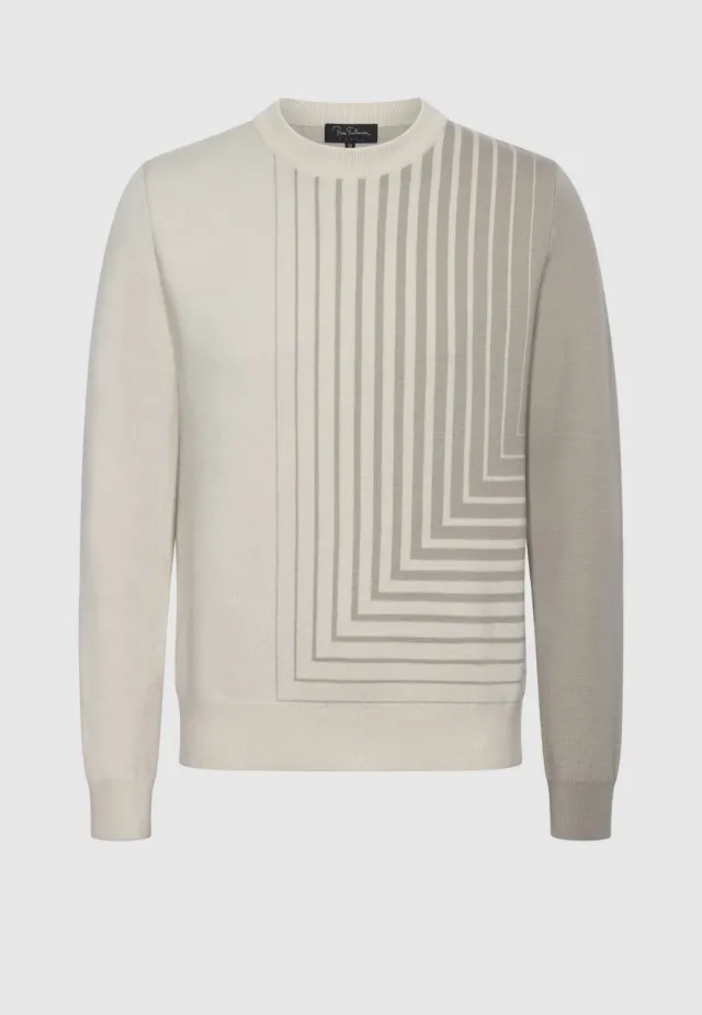 Pierre Talamon pull jacquard géométrique beige en laine