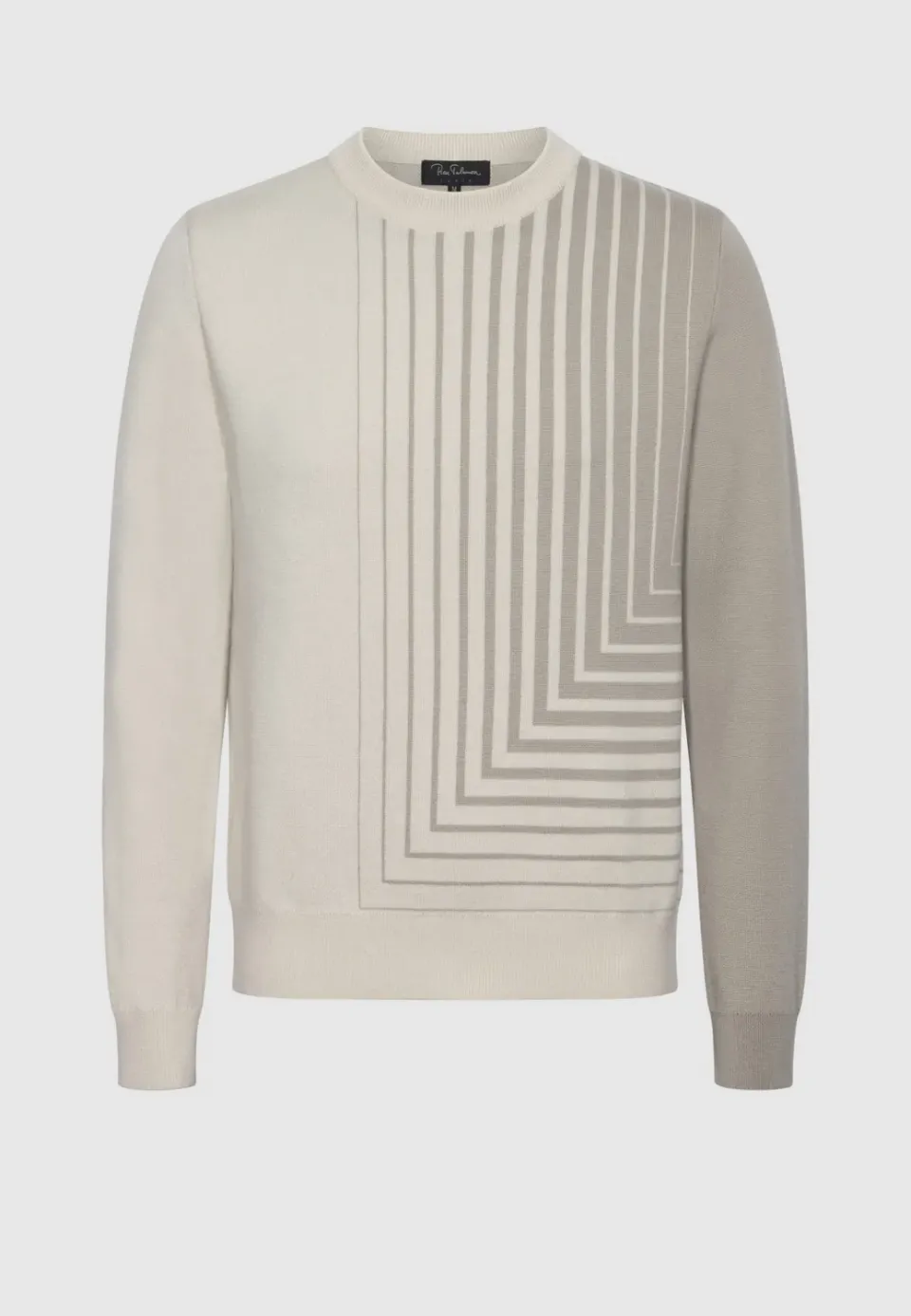 Pierre Talamon pull jacquard géométrique beige en laine