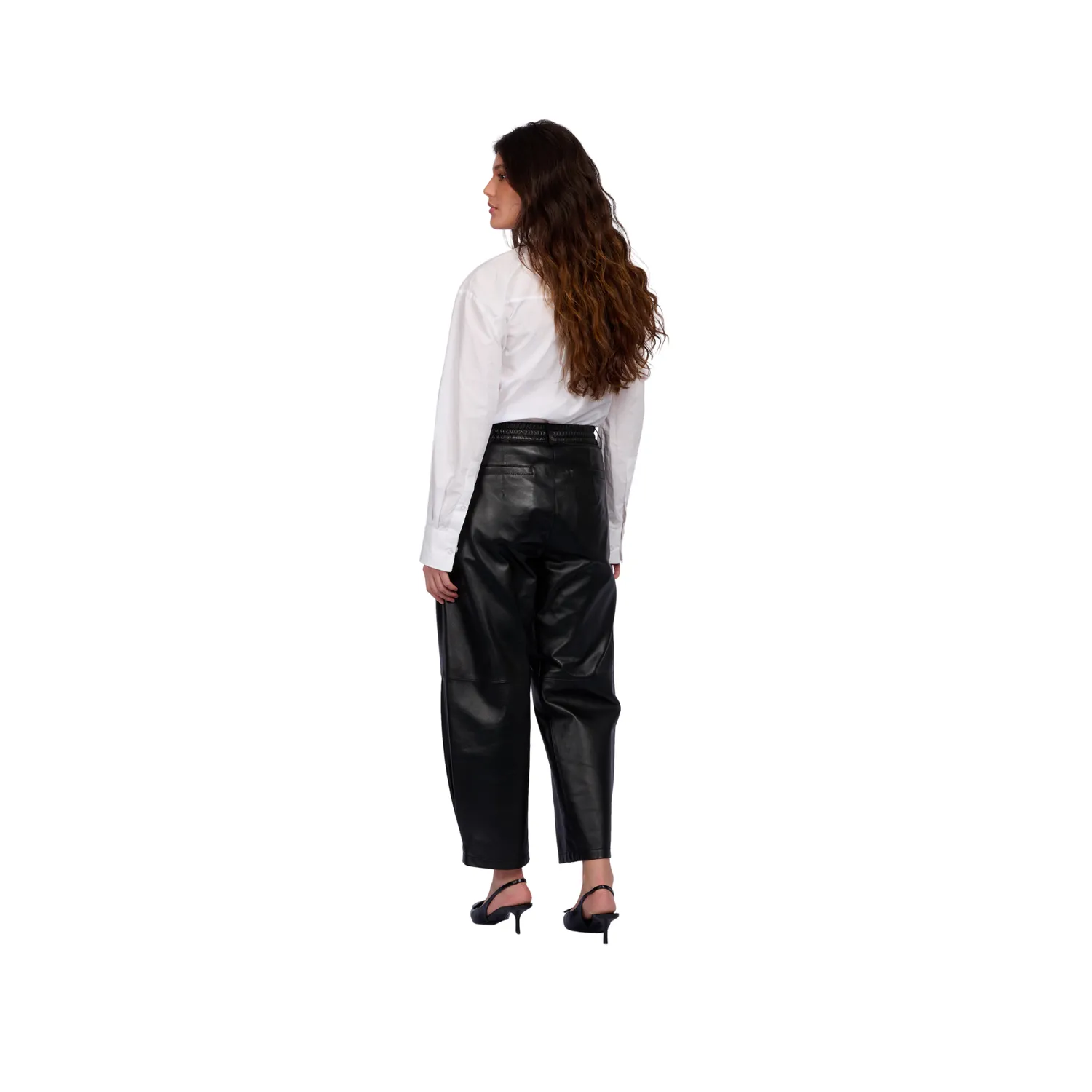 Oakwood Mia 65214 pantalon cuir noir coupe ample élastique