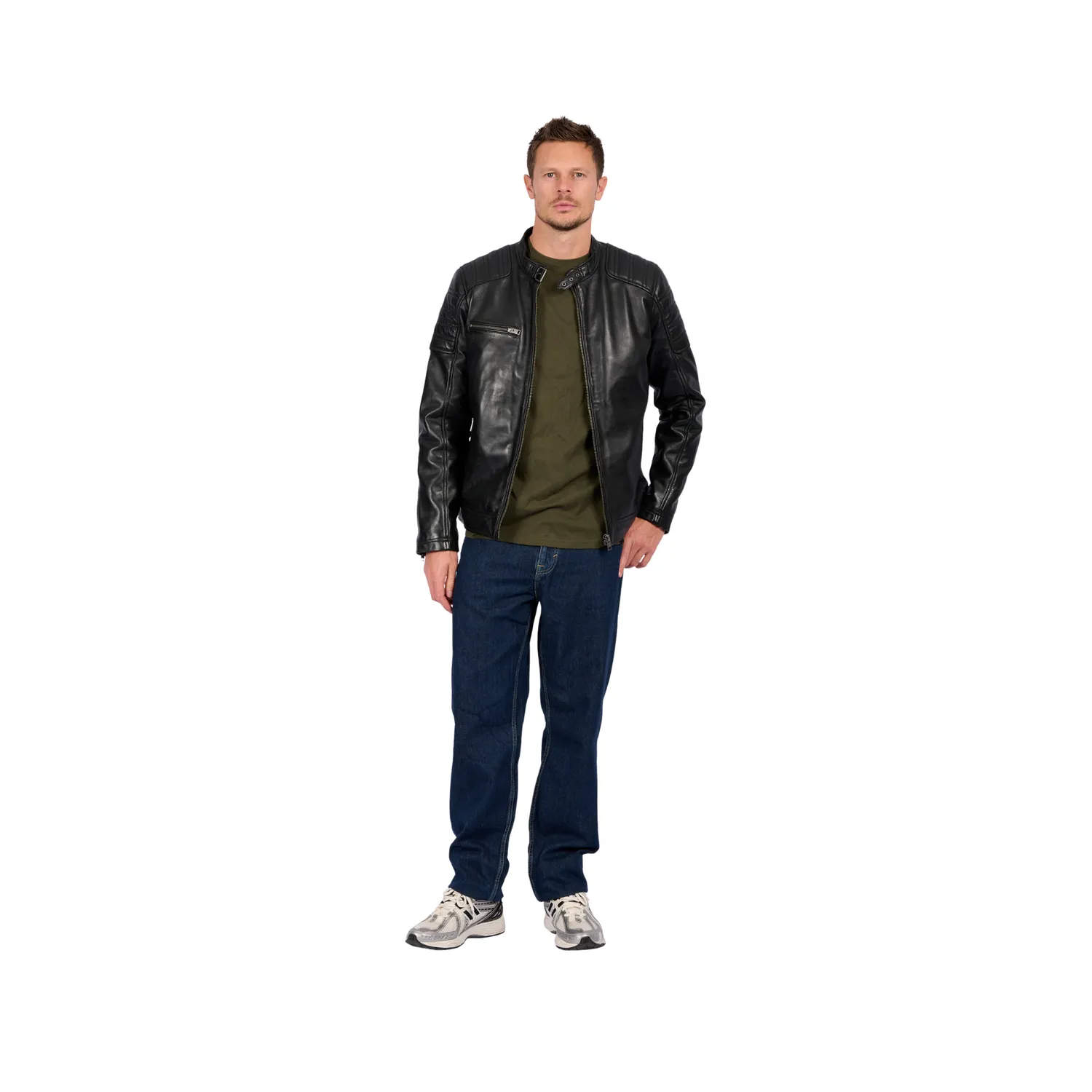 Oakwood Shelby 65178 blouson cuir col mao noir