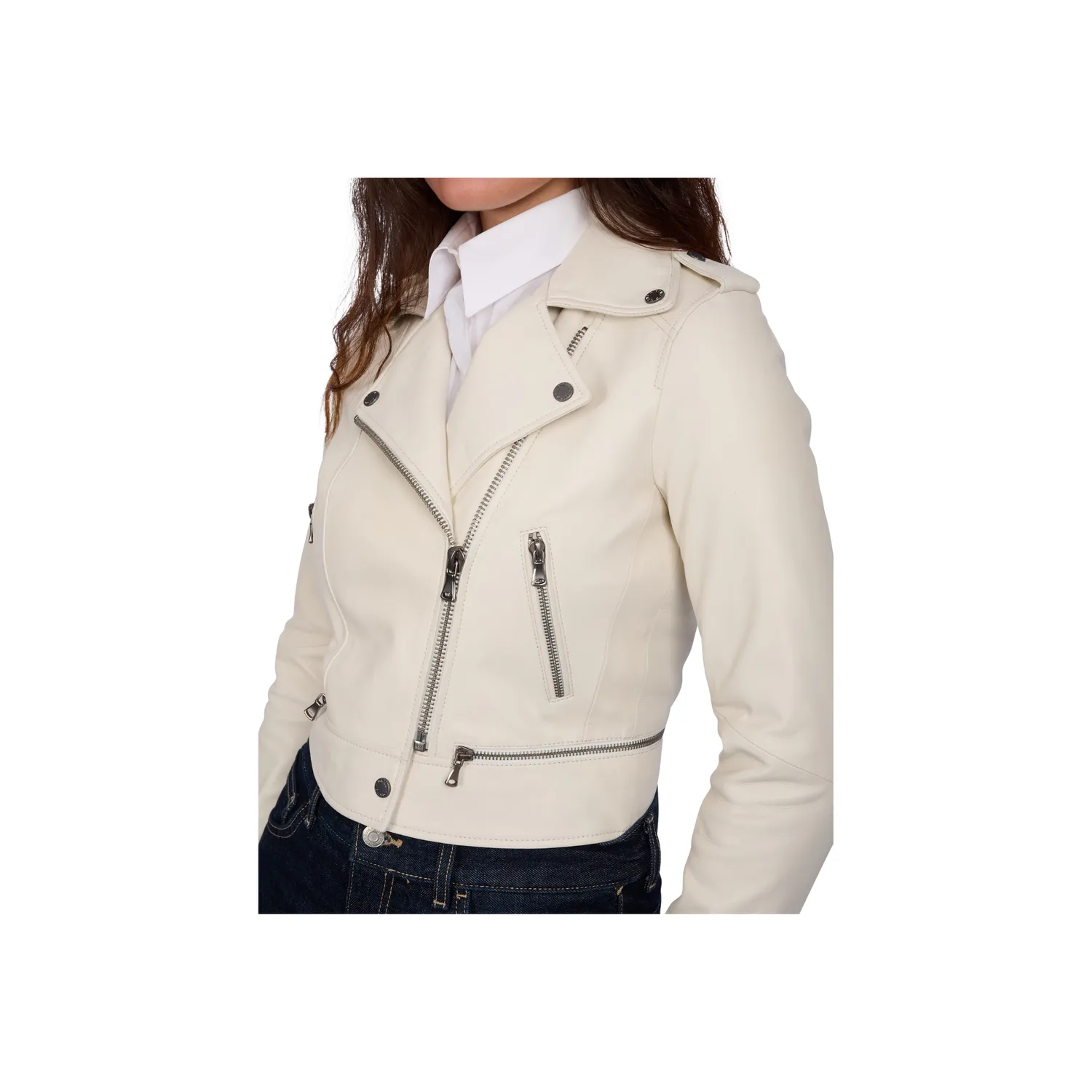 Oakwood Yoko 62326 blouson cuir blanc