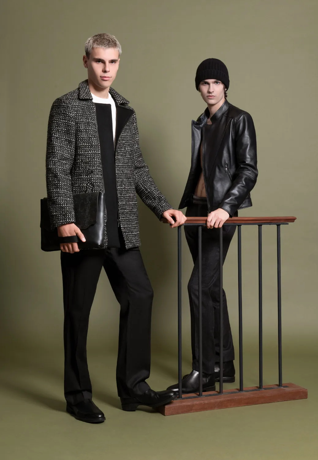 Pierre Talamon manteau court zippé noir blanc laine