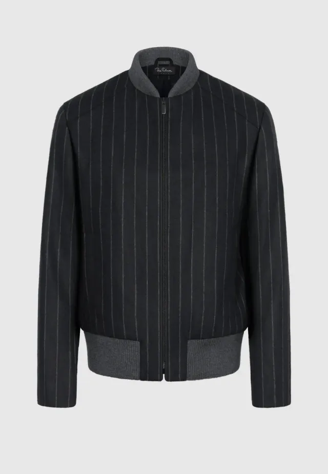 Pierre Talamon blouson zippé noir rayures tennis