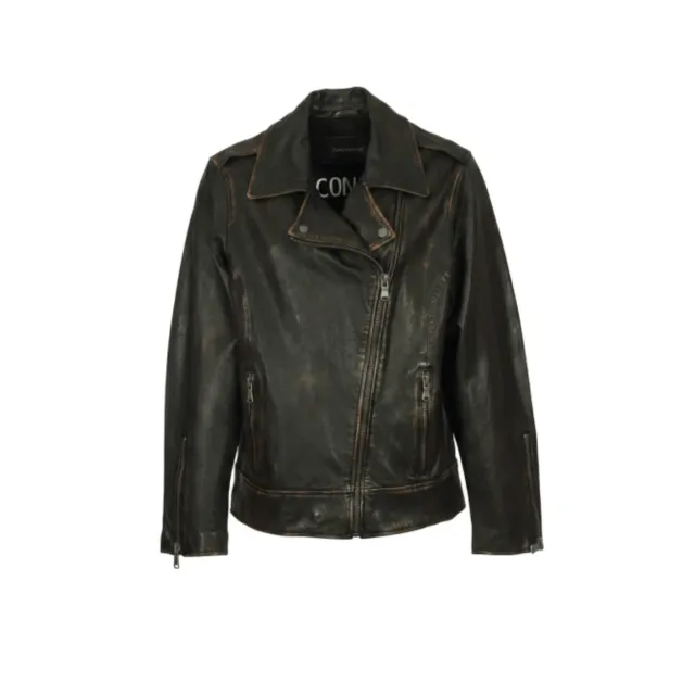 Oakwood Luna blouson cuir marron vieilli oversize