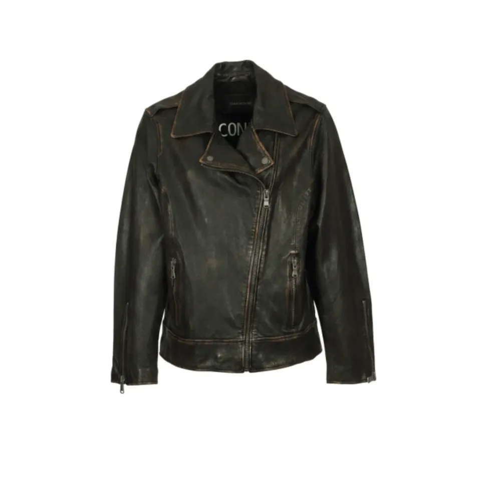 Oakwood Luna blouson cuir marron vieilli oversize