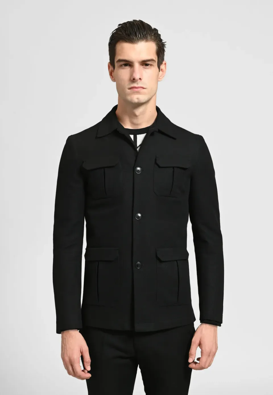 Pierre Talamon Saharienne veste noire homme poches