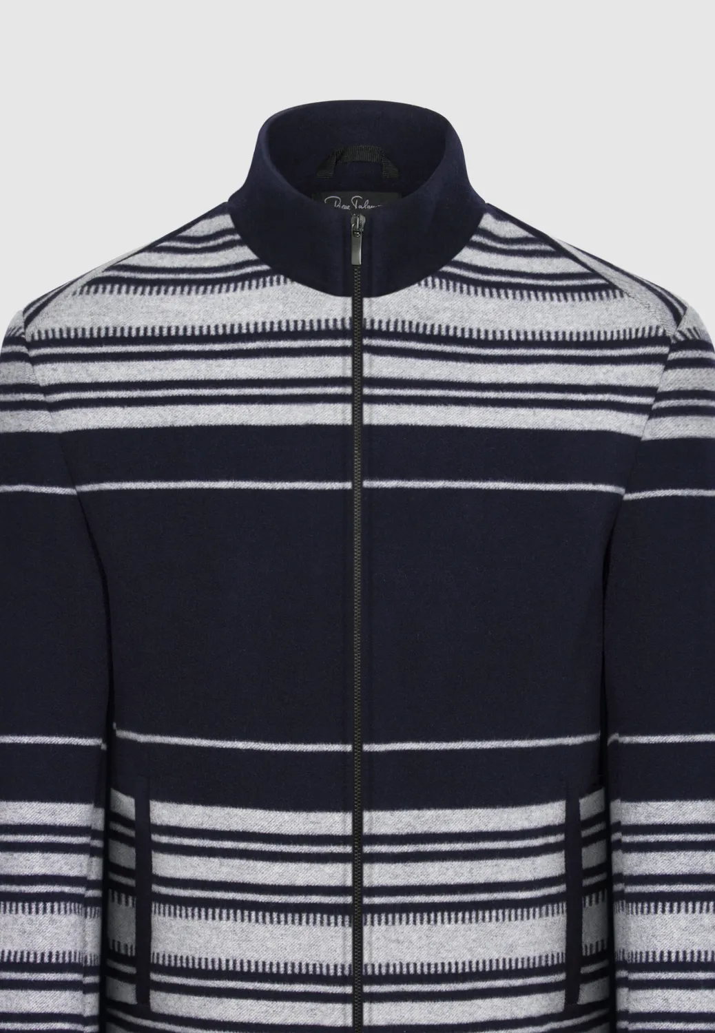 Pierre Talamon Blouson zippé laine cachemire bleu marine