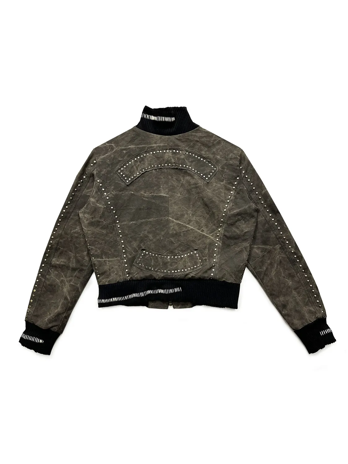 PAOLO LEDUC Crotch Rocket bomber coton marbré rivets