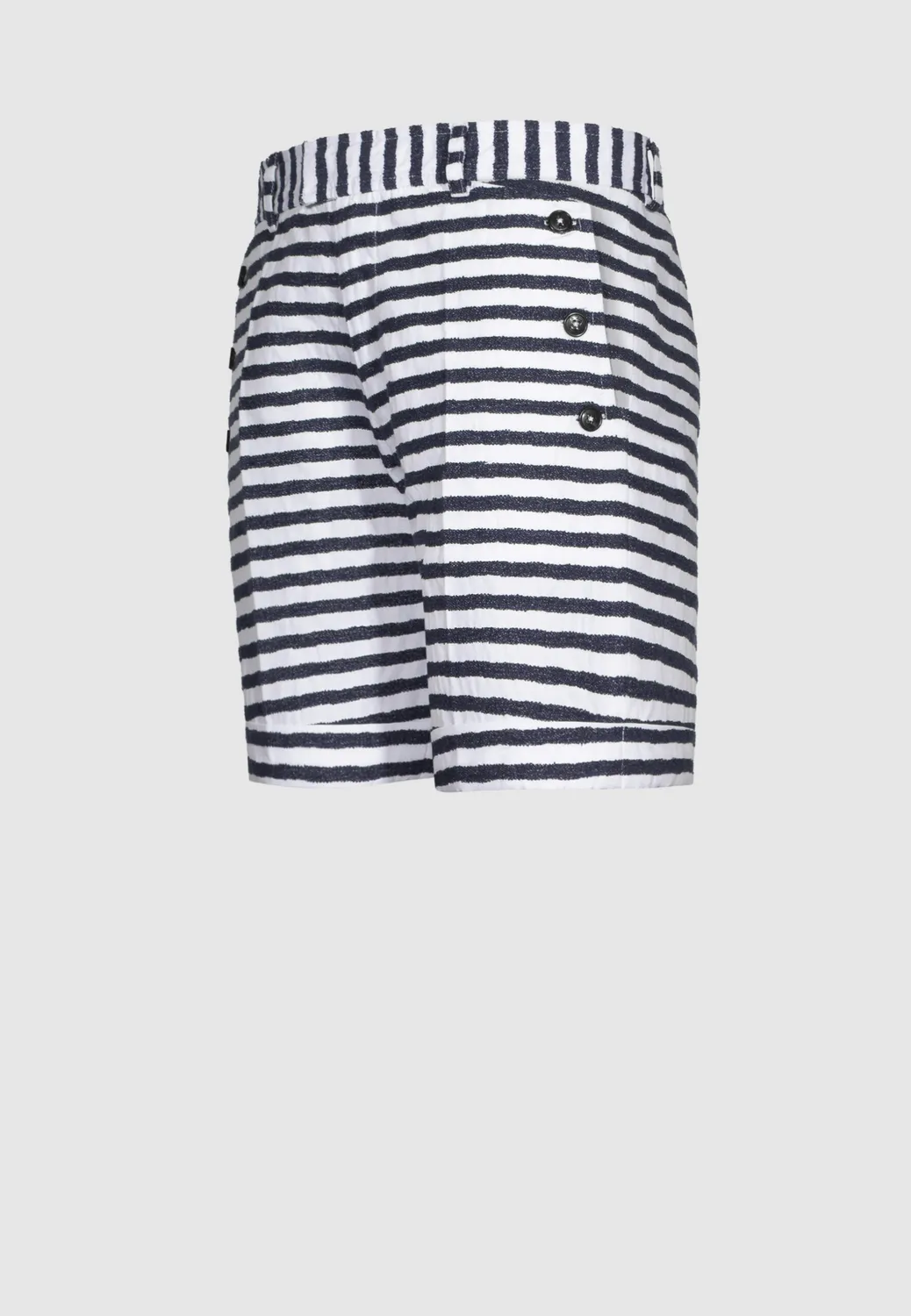 Pierre Talamon Bermuda Blanc Rayures Bleues Coton