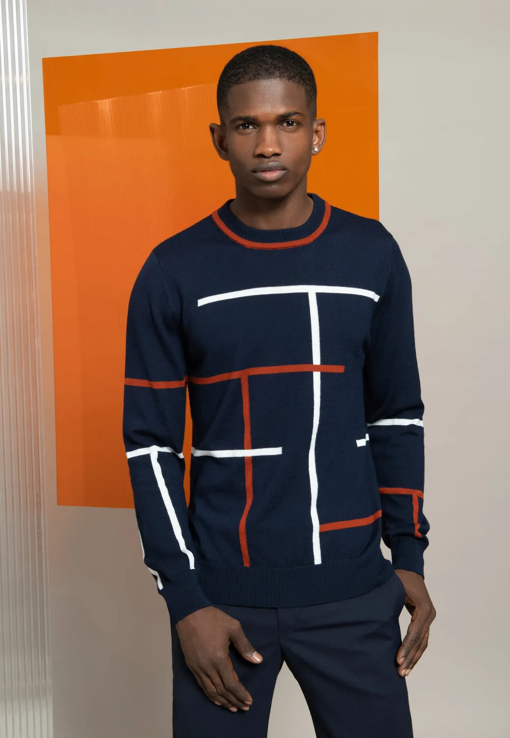 Pierre Talamon Tess Navy pull bleu marine