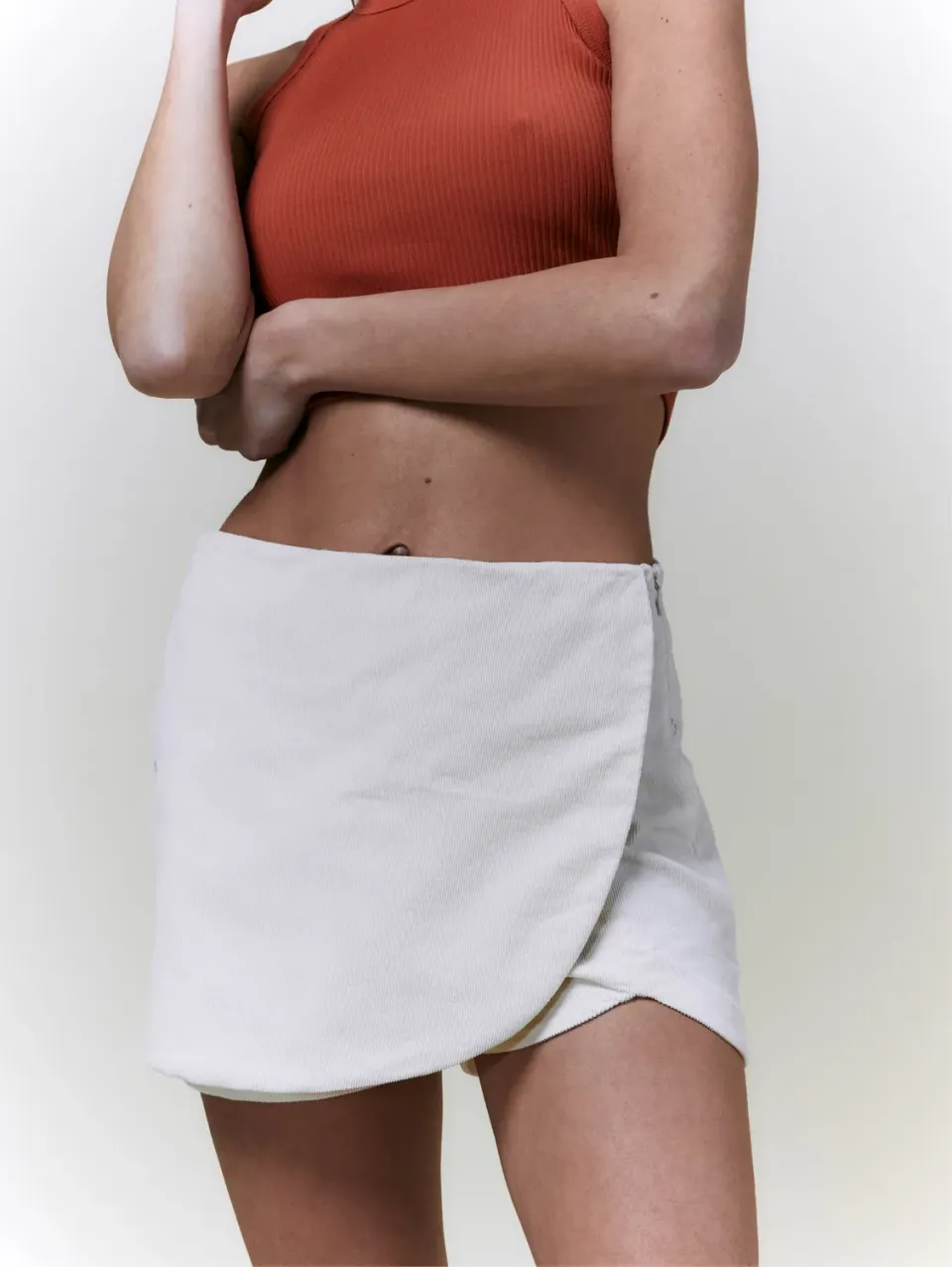 Cotelé Paris Portefeuille Écru jupe-short écru