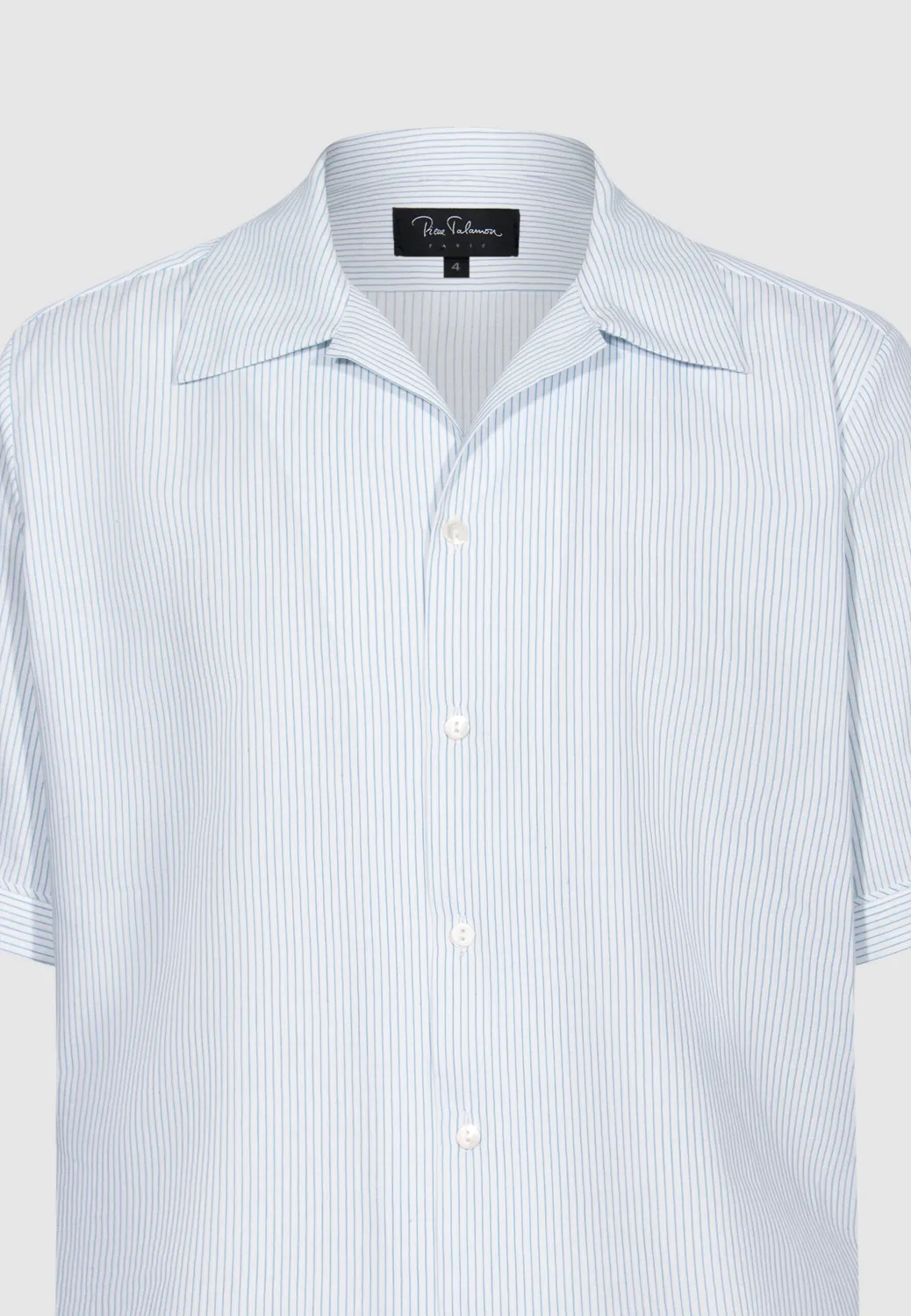 Pierre Talamon fines rayures chemise manches courtes