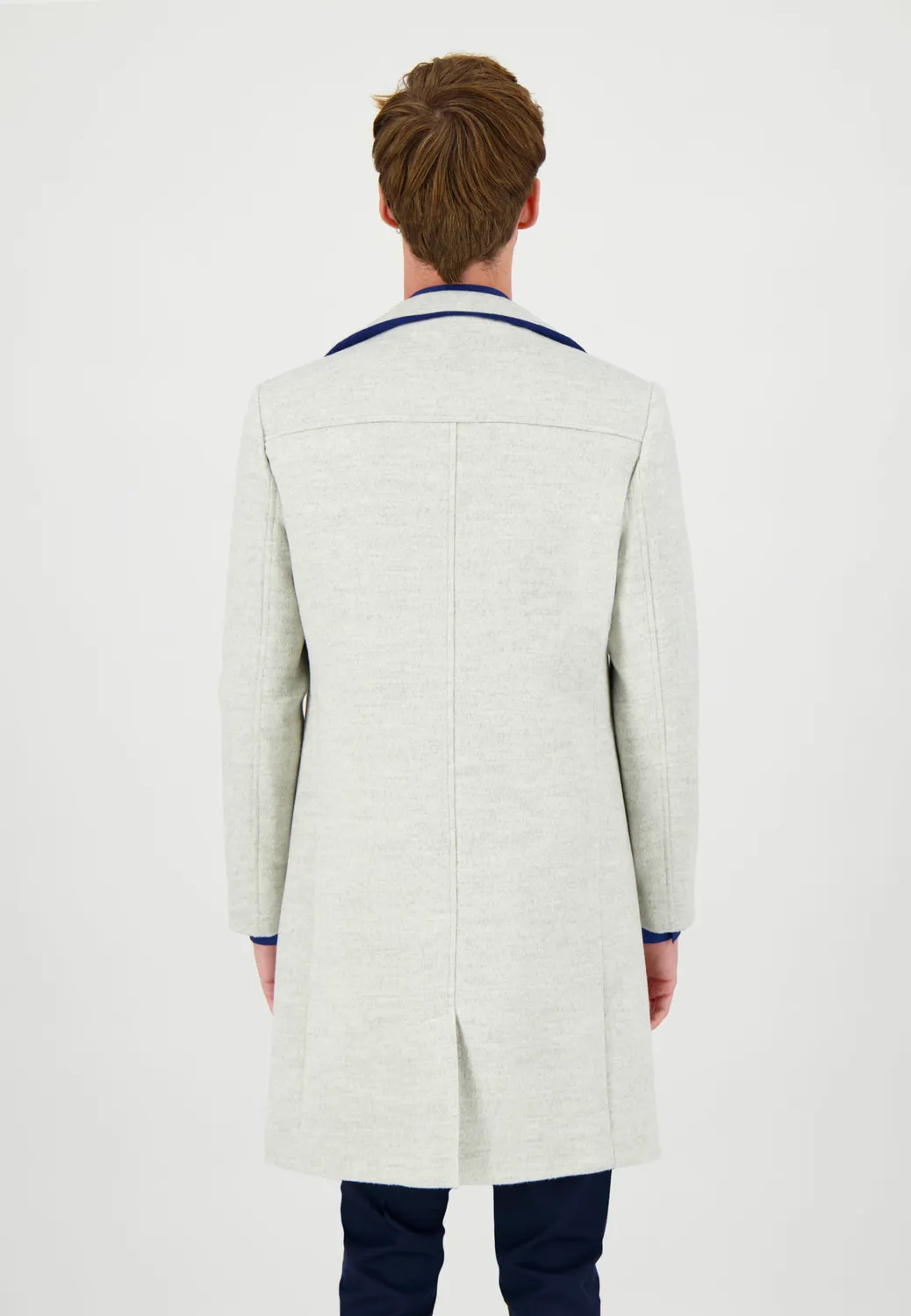 Pierre Talamon asymétrique gris et bleu manteau