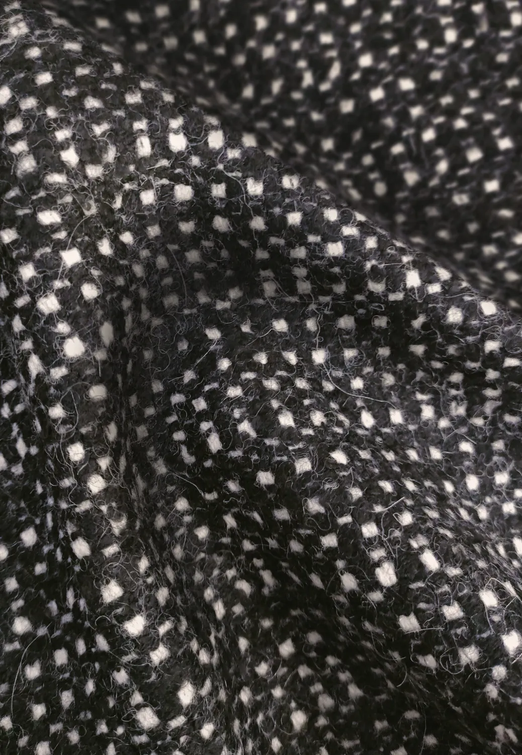 Pierre Talamon manteau court zippé noir blanc laine