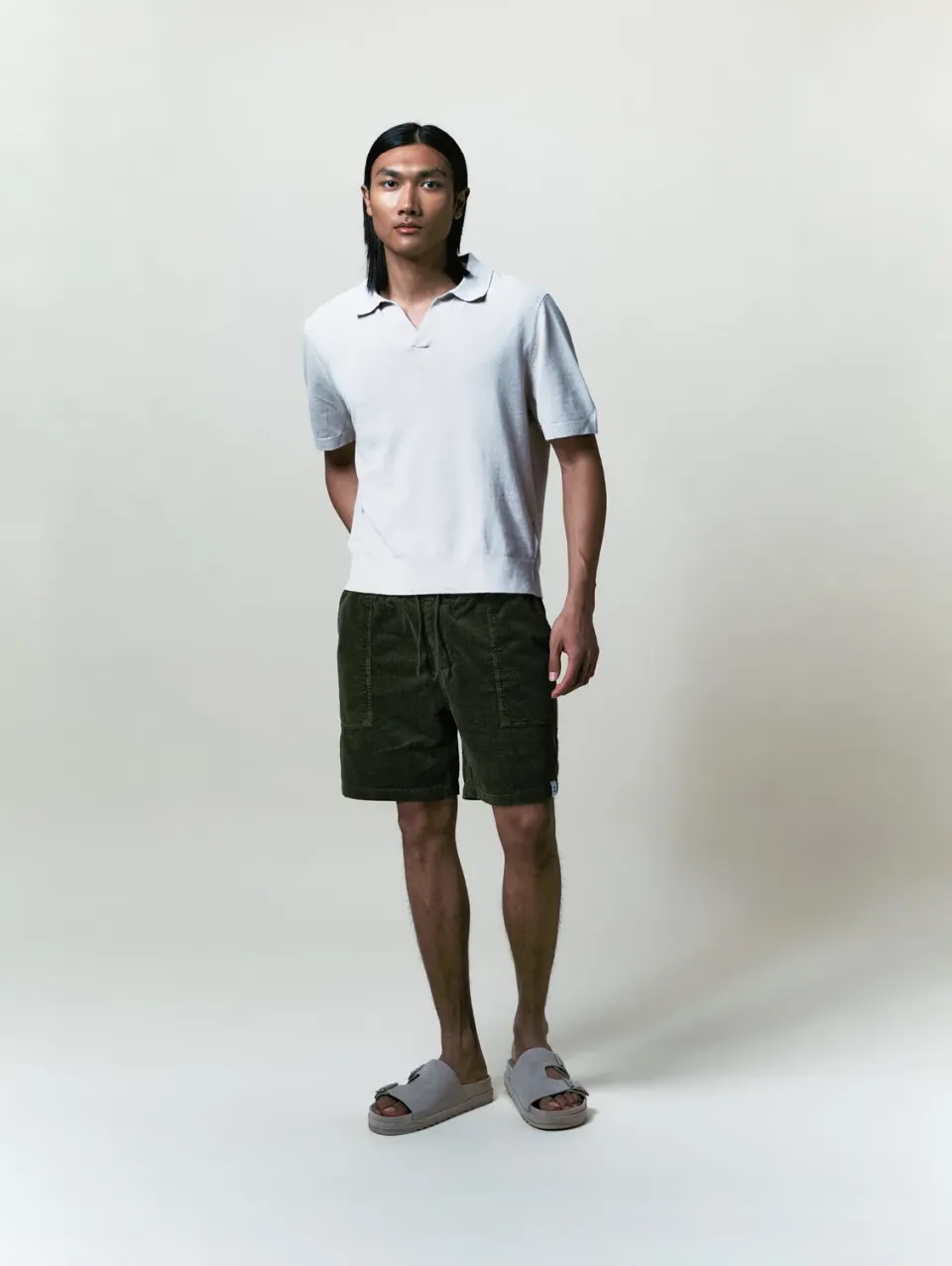 Cotelé Paris Short Lazy olive coton bio