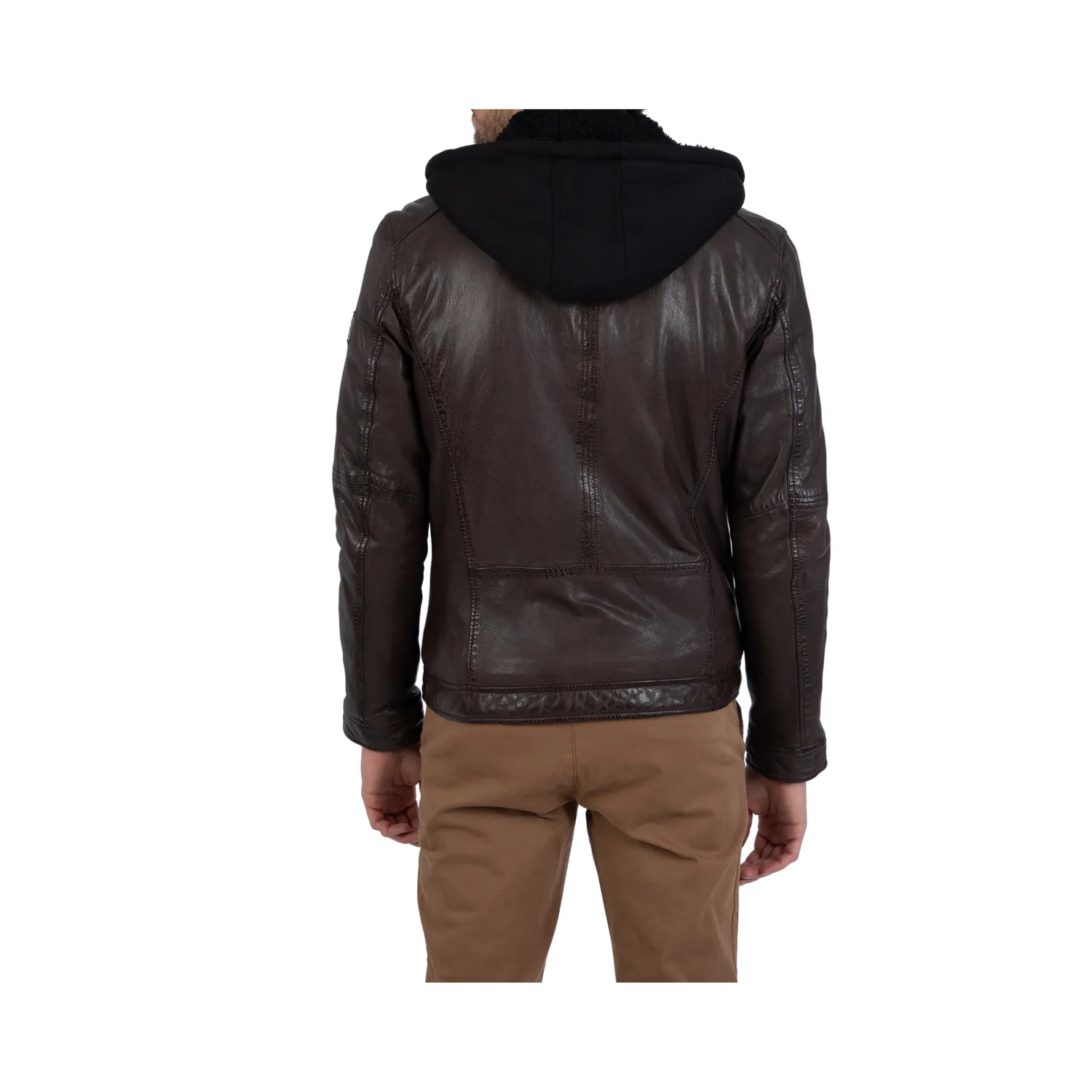 Oakwood Drink 63036 blouson cuir homme chocolat capuche amovible