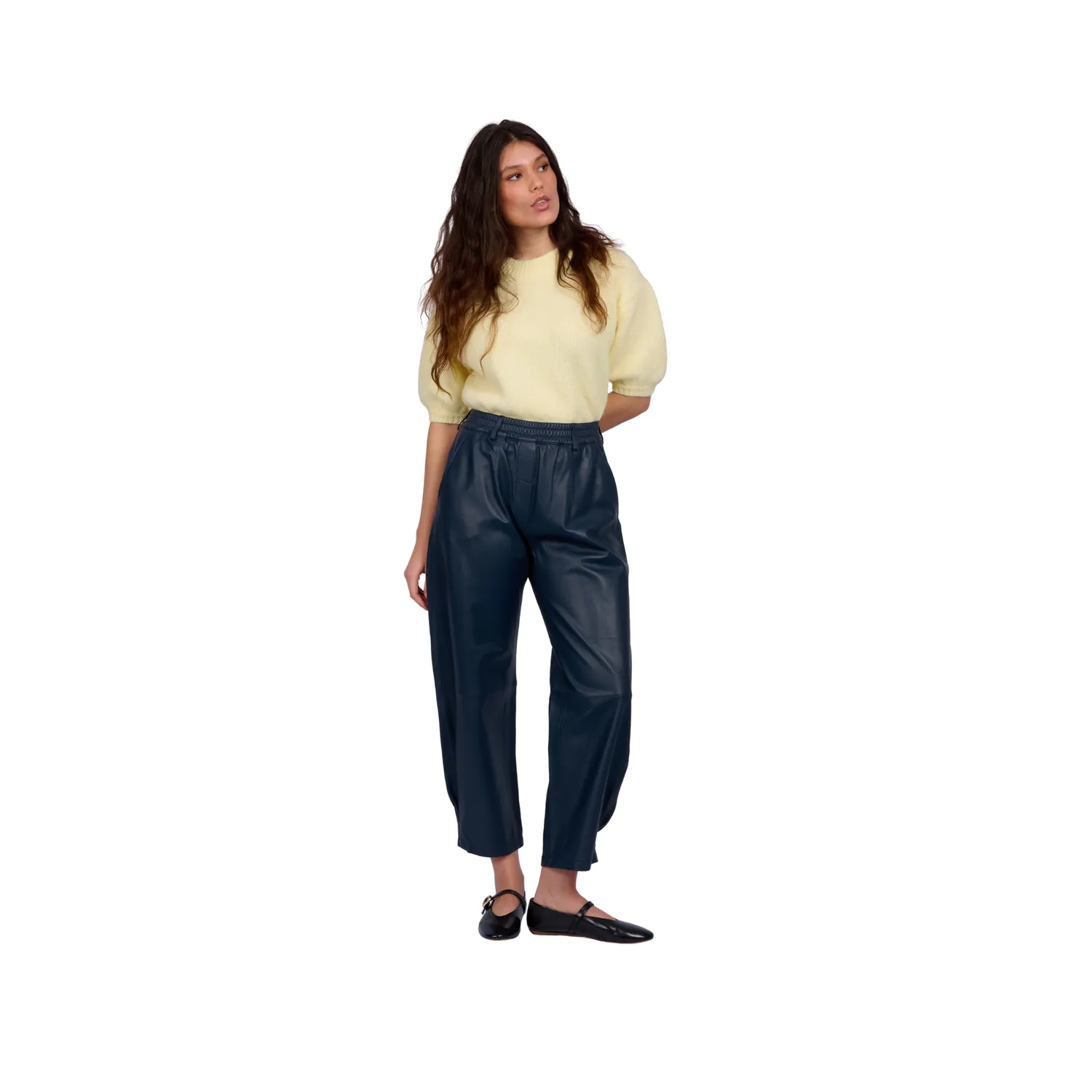 OAKWOOD MIA 65214 pantalon cuir bleu marine