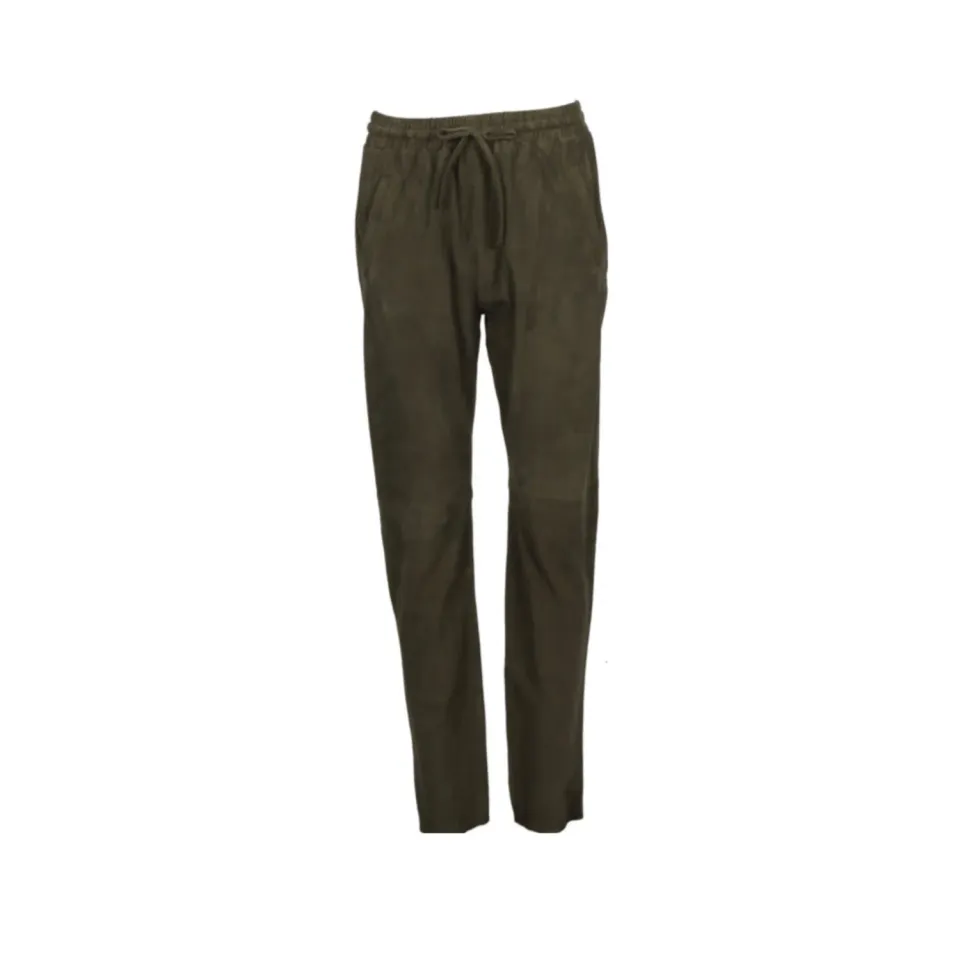 Oakwood Gift 63642 jogpant cuir femme kaki foncé chèvre velours