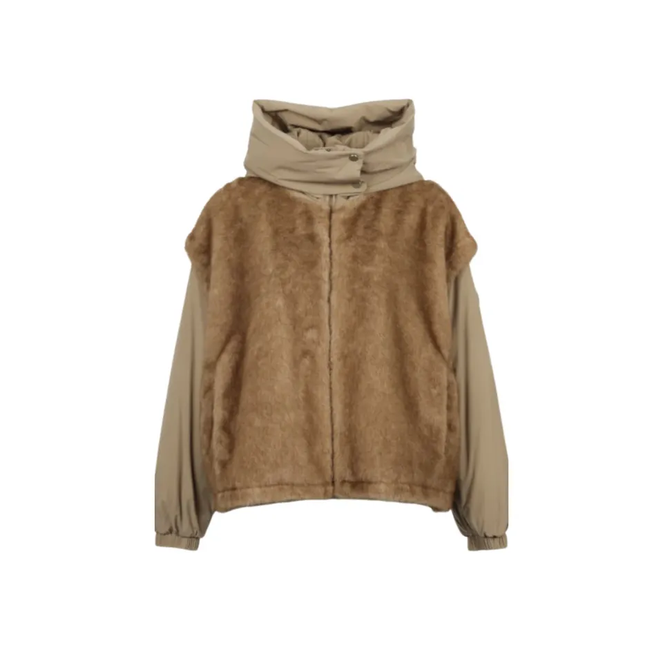 Oakwood Etna 65291 blouson fausse fourrure taupe capuche