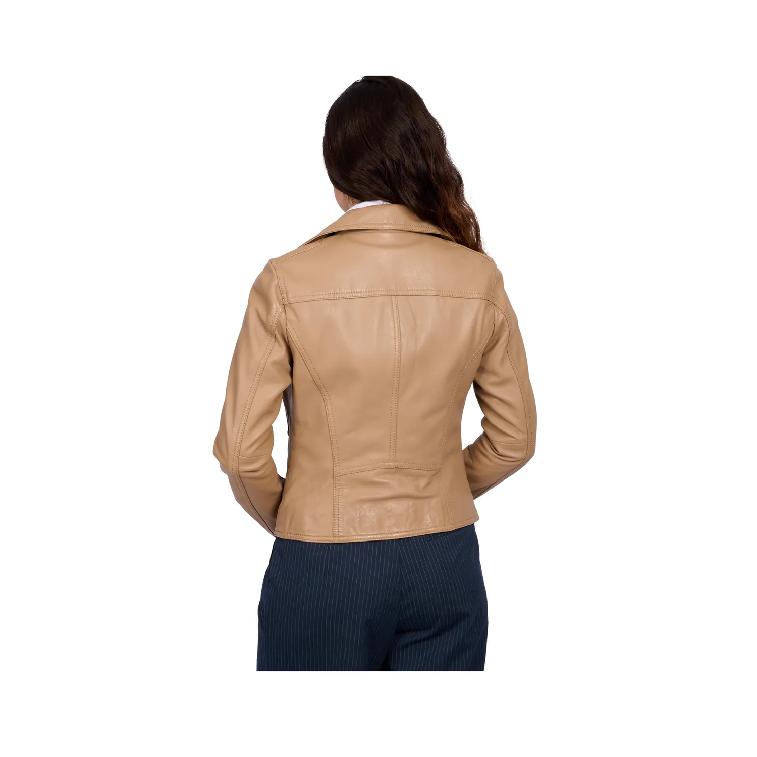 Oakwood Clips 64624 blouson cuir noisette asymétrique
