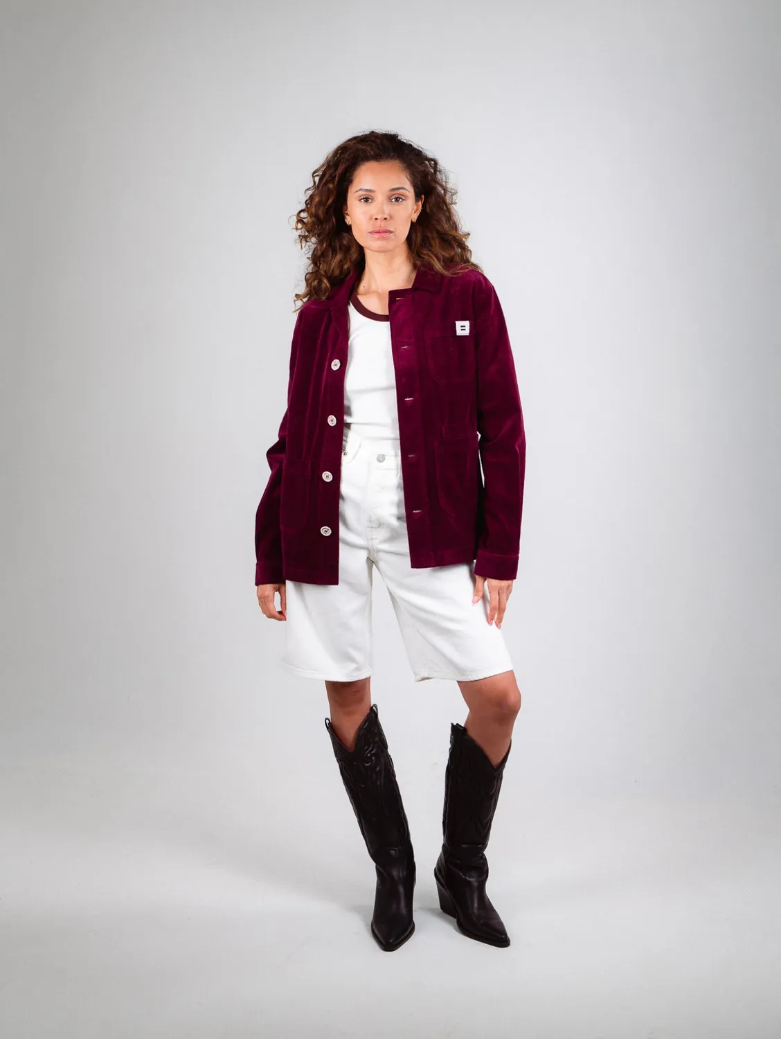 Cotelé Paris Veste Worker prune velours coton bio