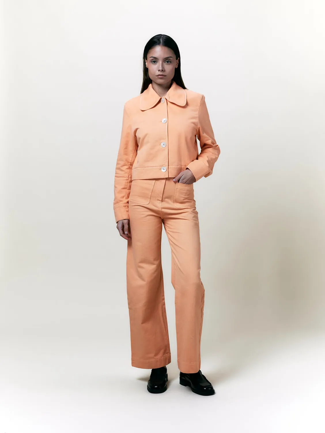 Cotelé Paris Pantalon Jane Pêche toile coton