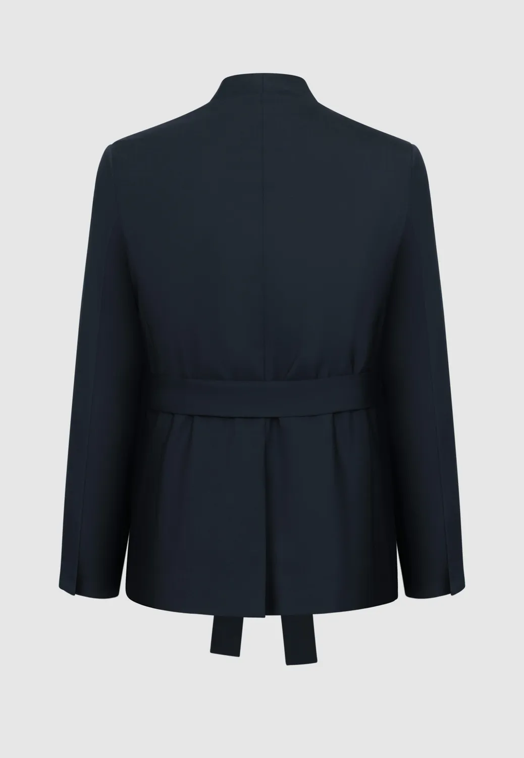 Pierre Talamon Yukata veste laine bleu marine ceinturée