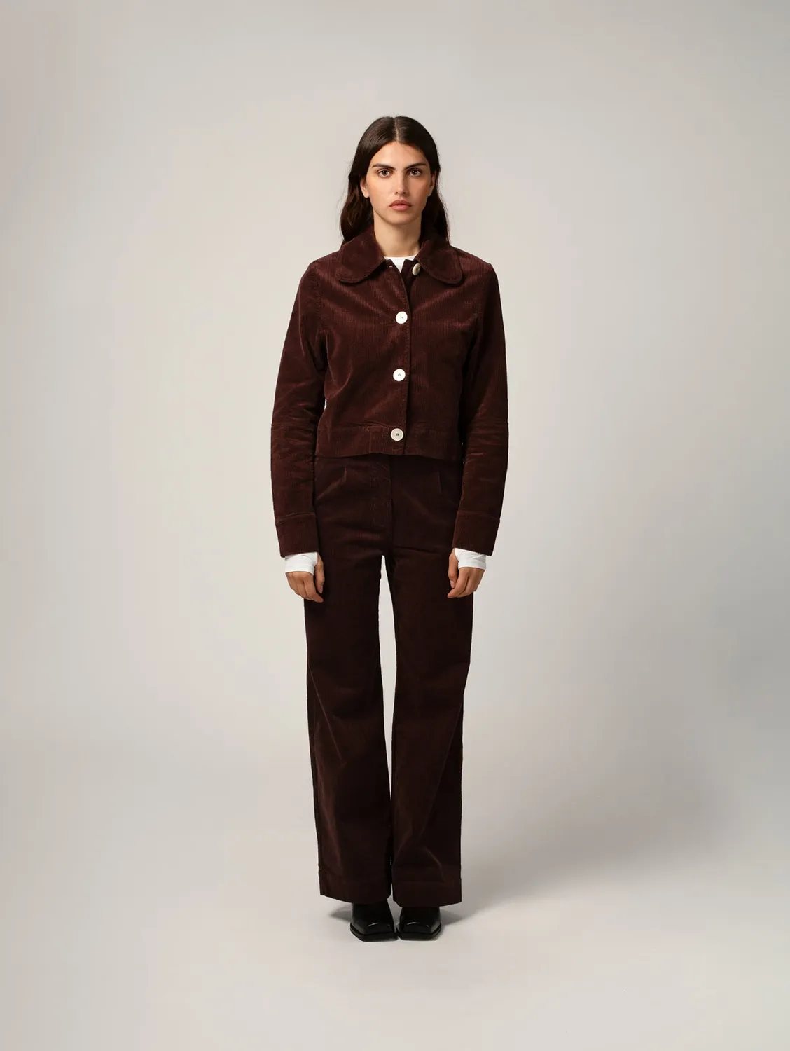 Cotelé Paris Veste Daisy Chocolat velours courte femme XS-XL