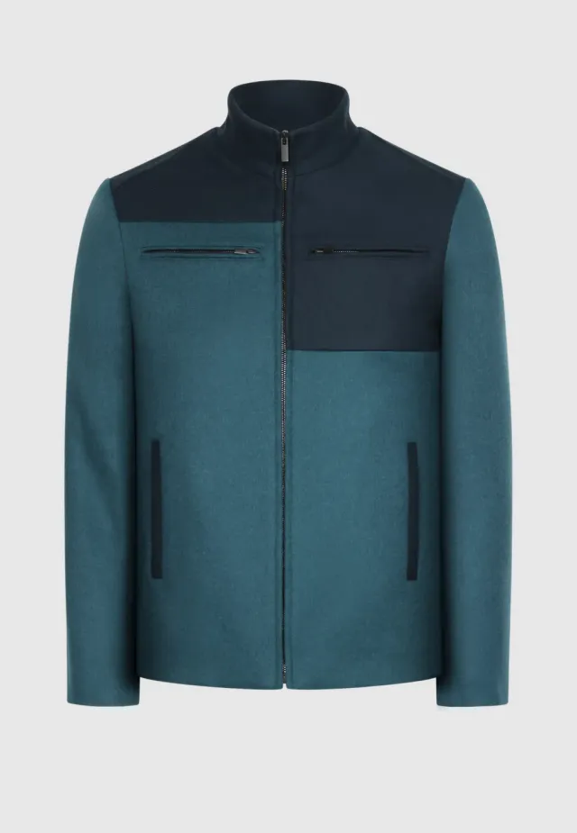 Pierre Talamon blouson géométrique bleu