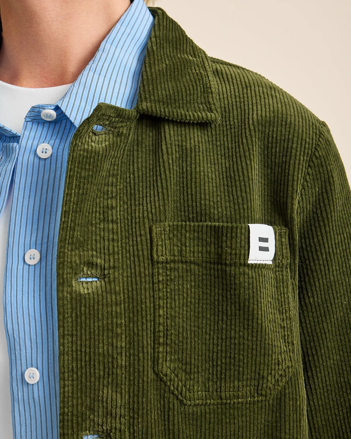 Cotelé Paris Worker vert olive veste coton bio