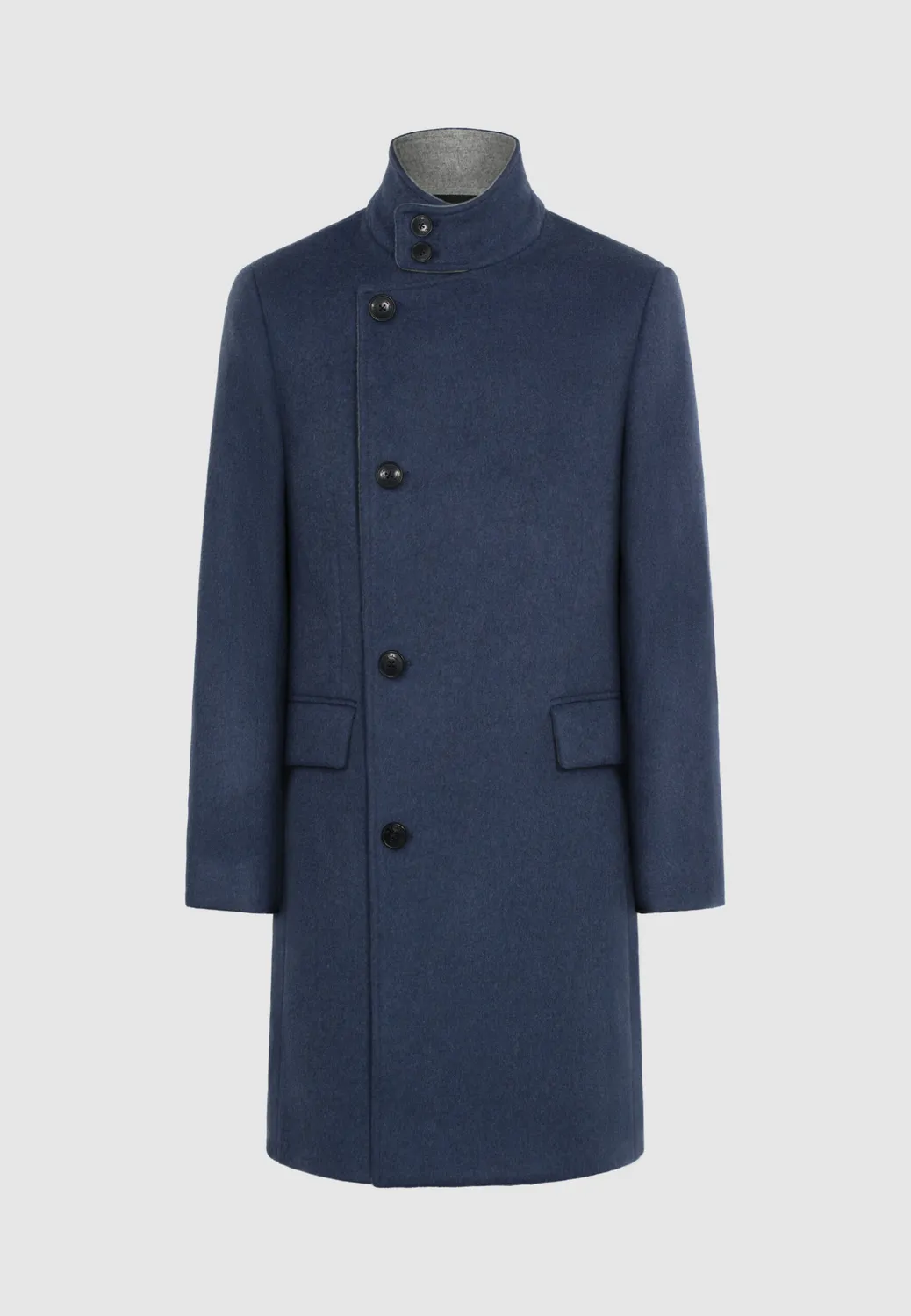 Pierre Talamon col officier manteau bleu gris laine