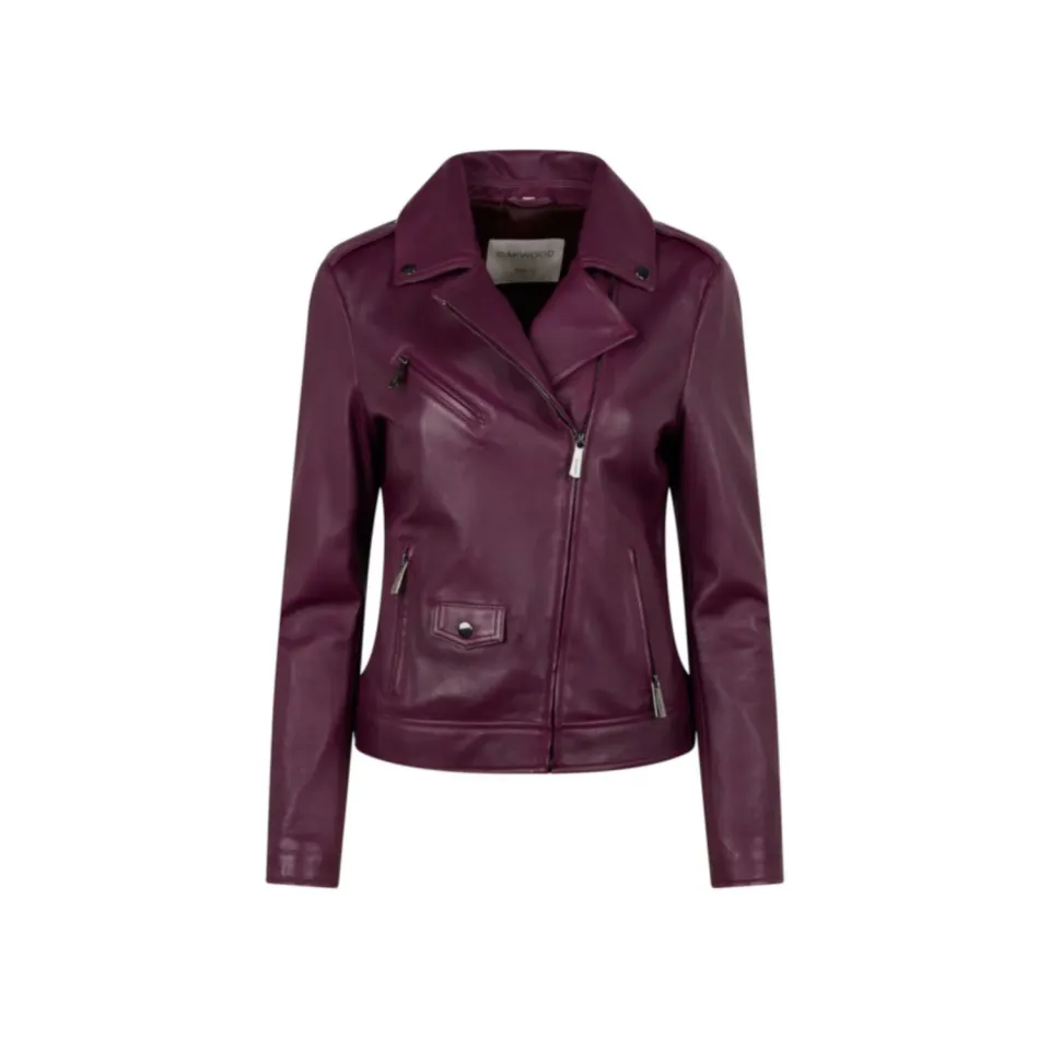 Oakwood Samba 65107 blouson cuir prune asymétrique