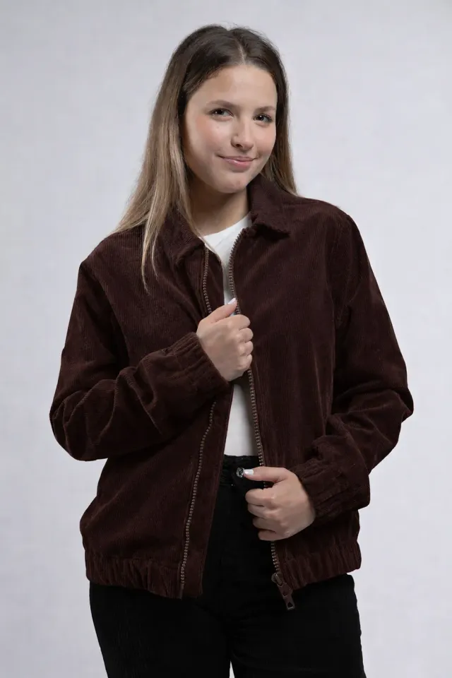 Cotelé Paris Dido blouson femme chocolat velours bio