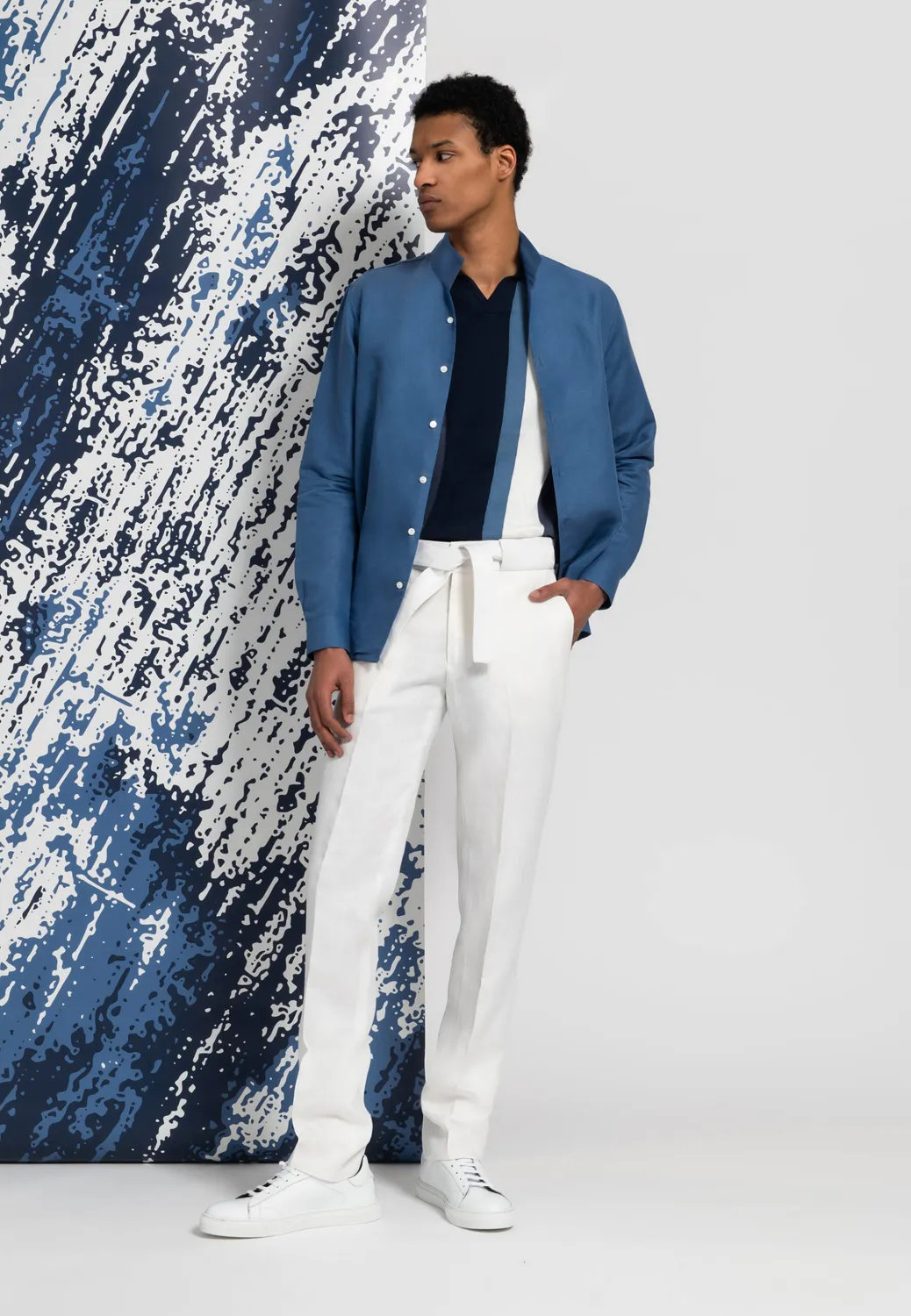 Pierre Talamon polo rayures bleu marine coton