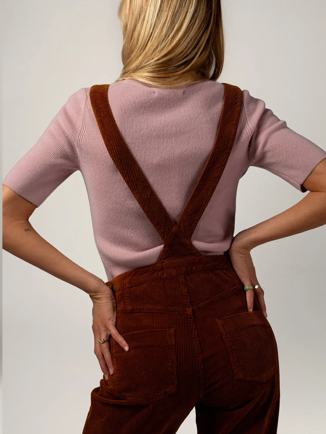 COTELÉ PARIS Mom salopette camel velours bio
