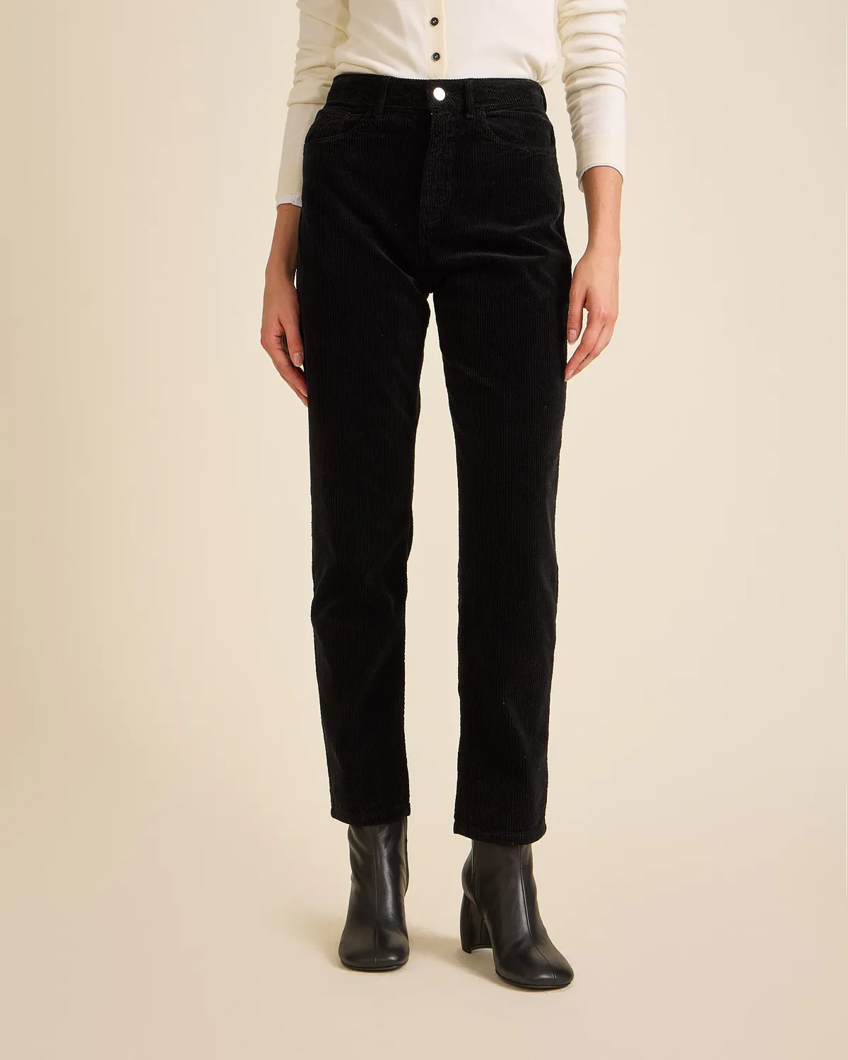 Cotélé Paris Mom pantalon noir velours bio