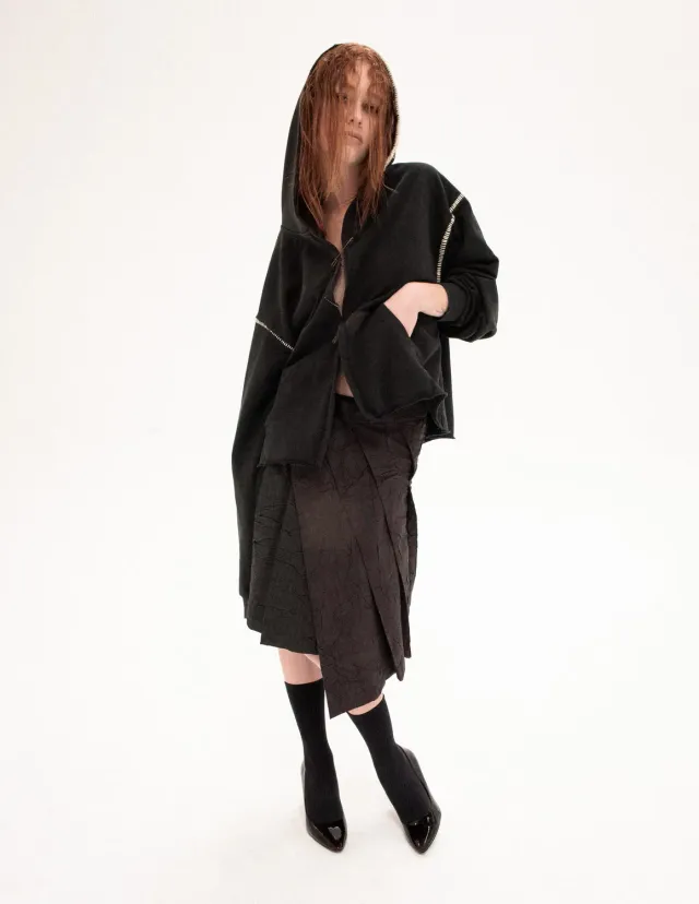 Paolo Leduc Raw Edge hoodie coton bio noir cropped