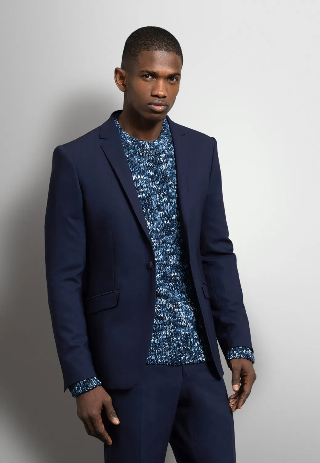 Pierre Talamon veste ajustée laine bleu nuit