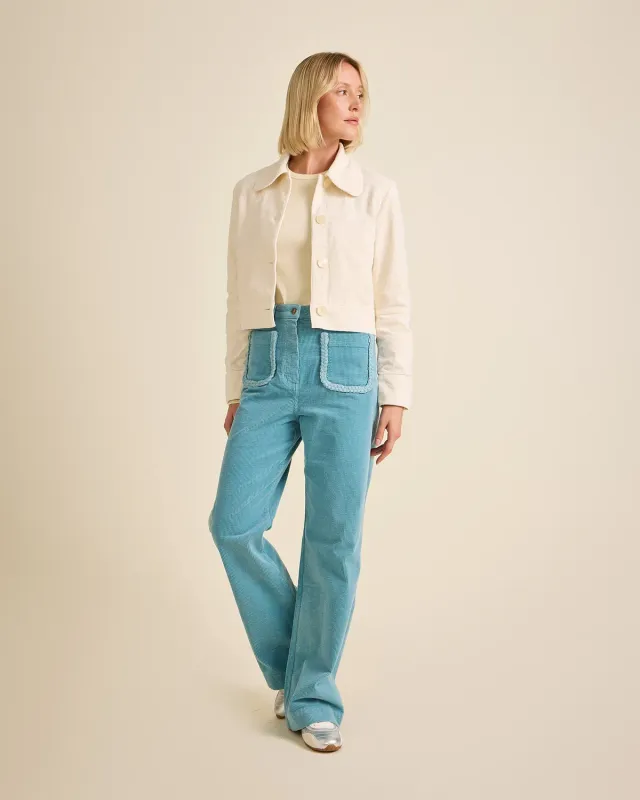 Cotelé Paris Daisy veste courte prune velours