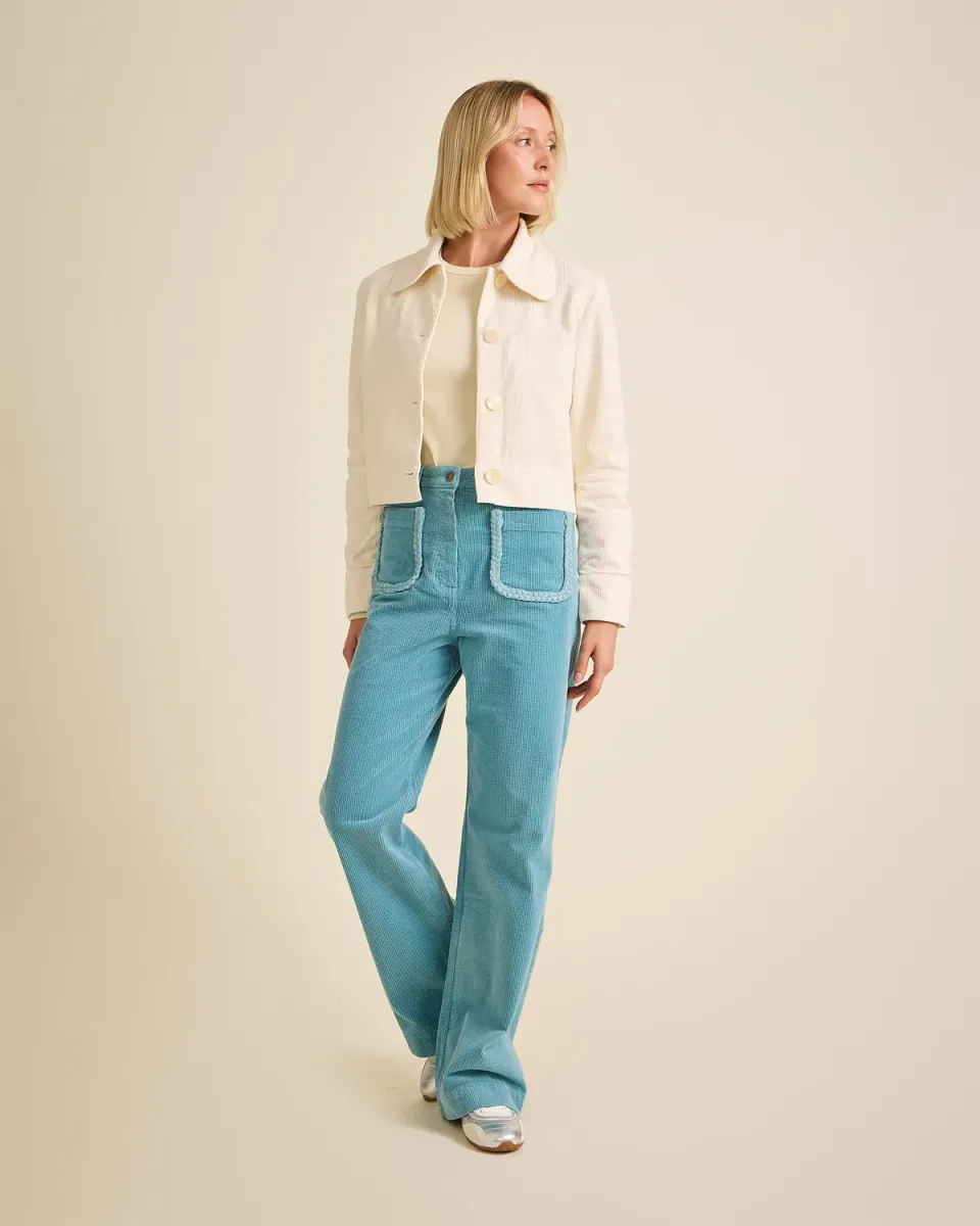 Cotelé Paris Daisy veste courte prune velours