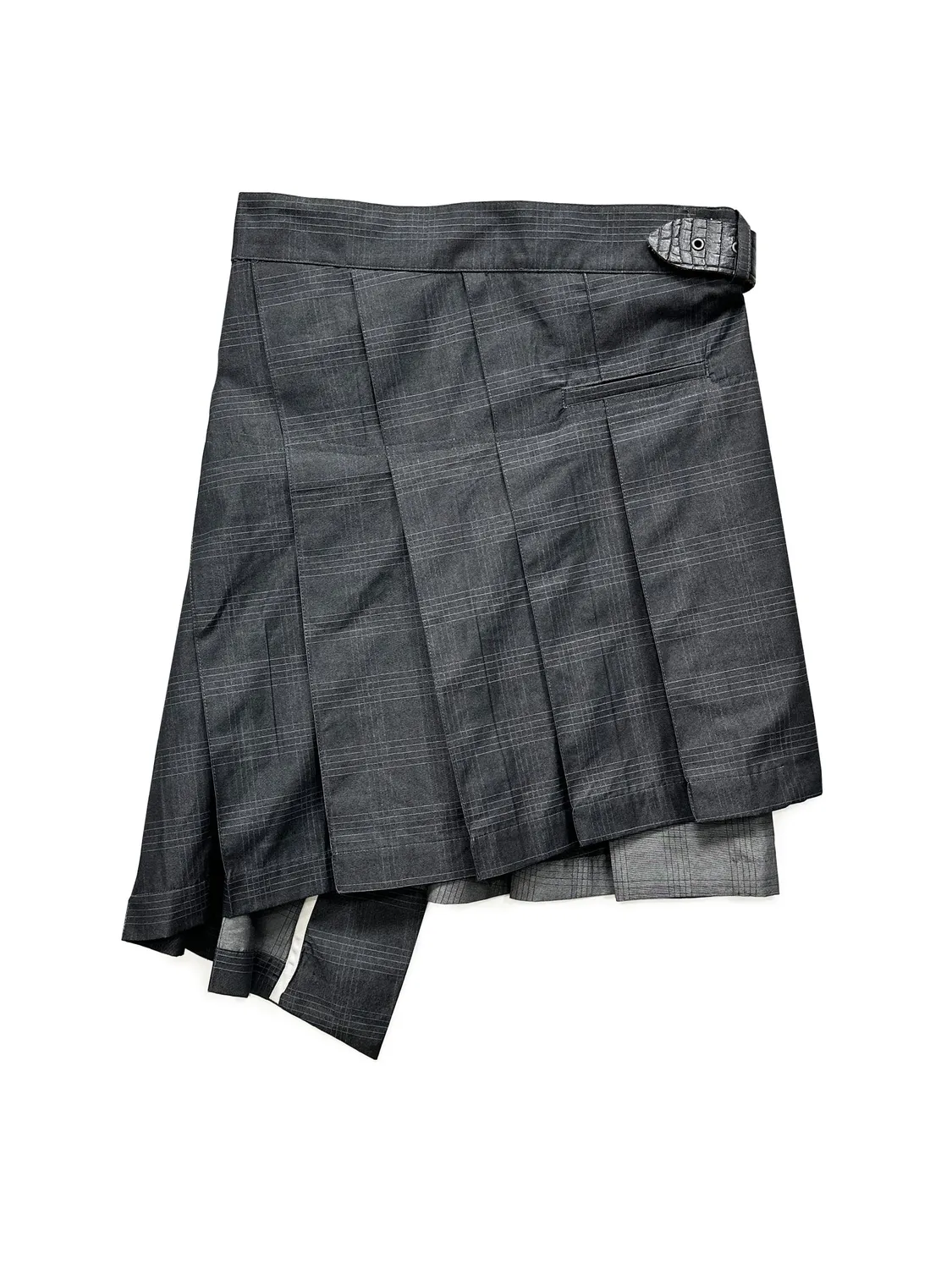 Paolo Leduc Hybrid Kilt jupe grise carreaux laine