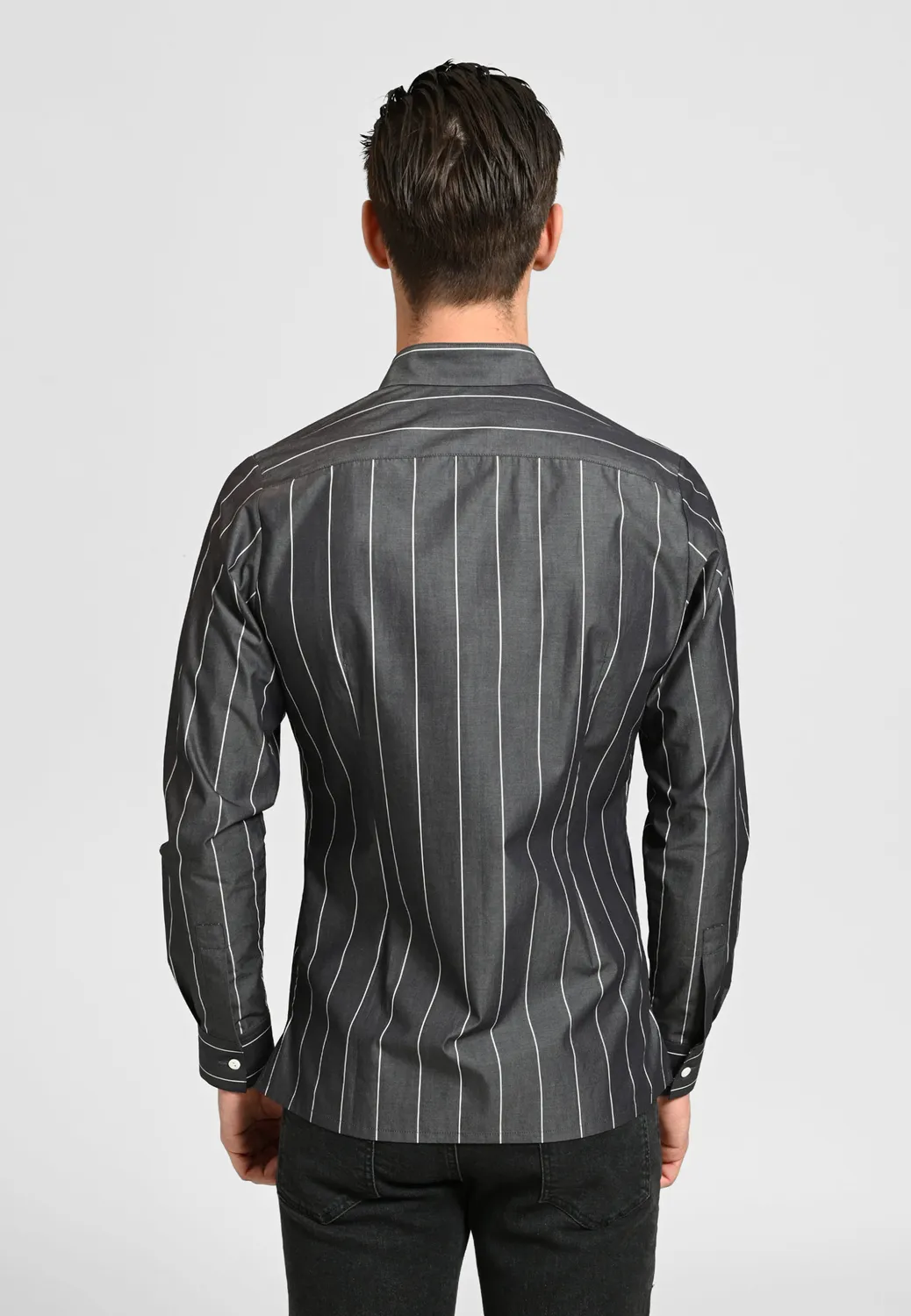 Pierre Talamon chemise grise à rayures homme